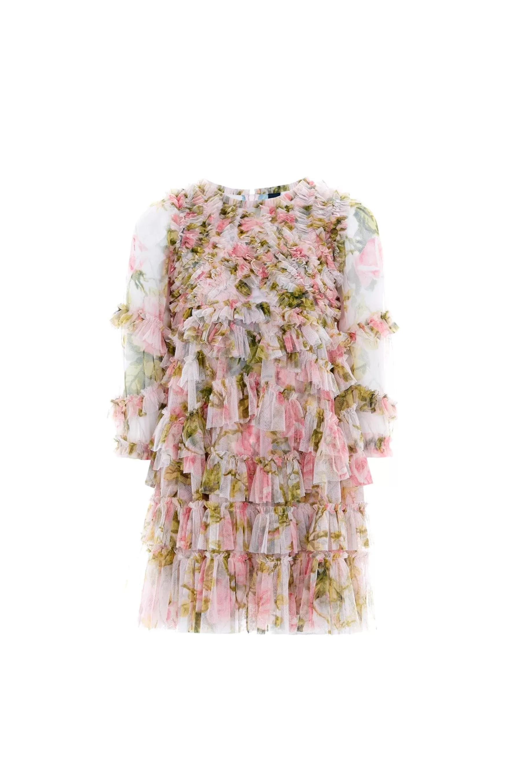 Needle & Thread Printed Dresses | Responsibly Sourced>English Rose Ruffle Kids Dress Pink