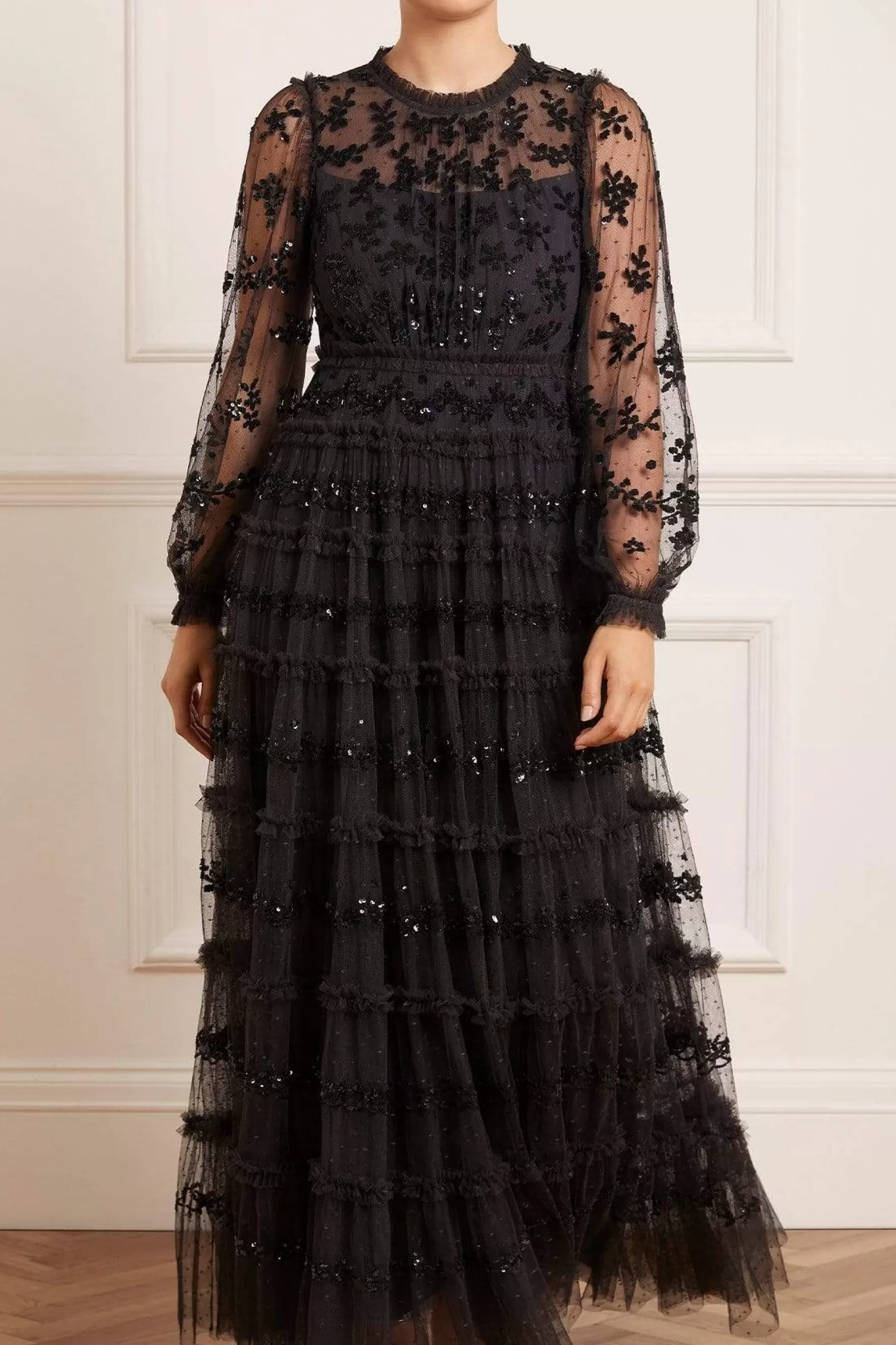 Needle & Thread Embellished Dresses>Eve Sequin Gown Black