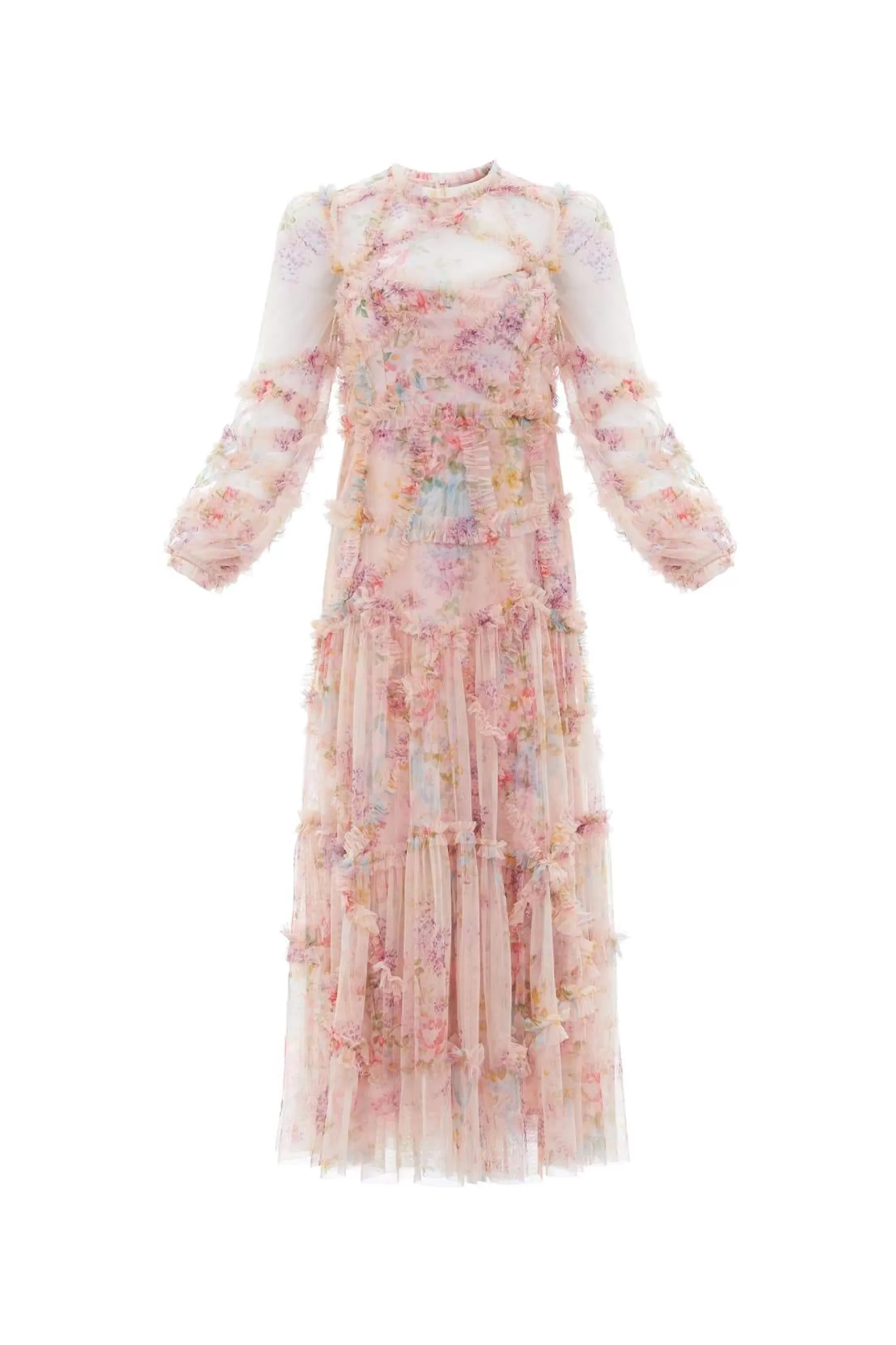 Needle & Thread Wedding Guest | Day Dresses>Floral Diamond Ruffle Ballerina Dress Multi