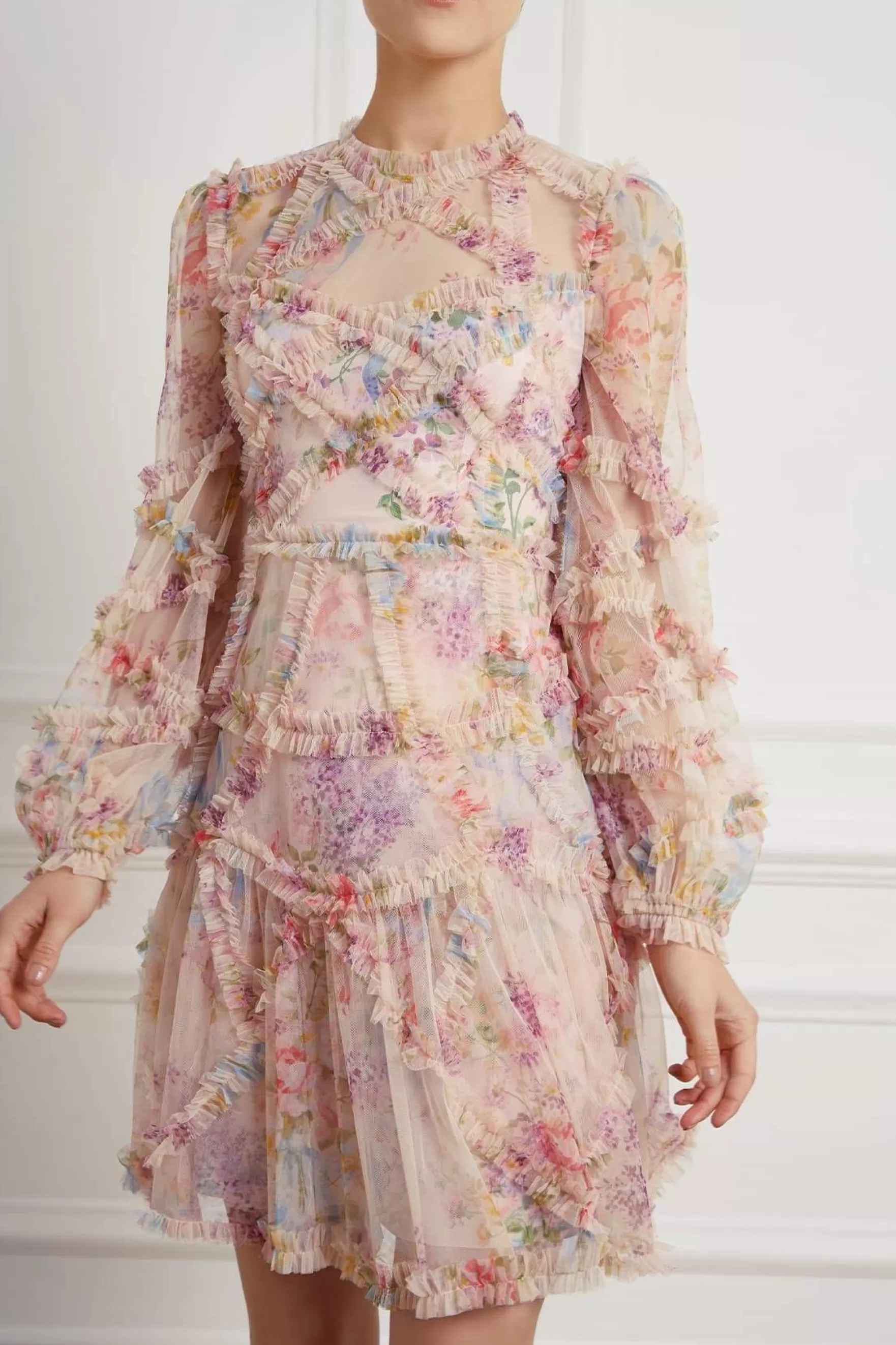 Needle & Thread Wedding Guest | Mini Dresses>Floral Diamond Ruffle Dress Multi