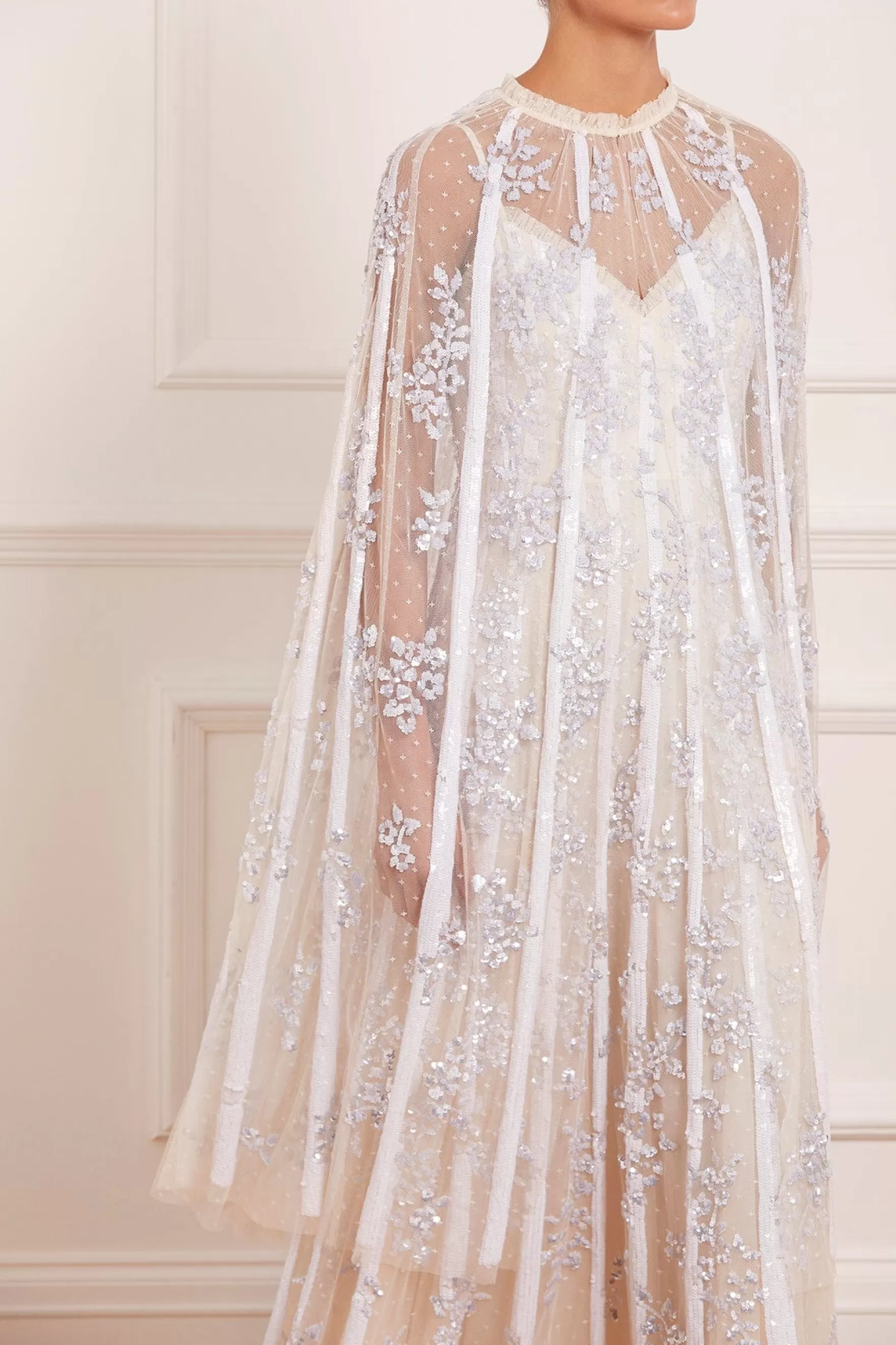 Needle & Thread Wedding Wardrobe | Capes>Floral Evermore Midaxi Cape Champagne