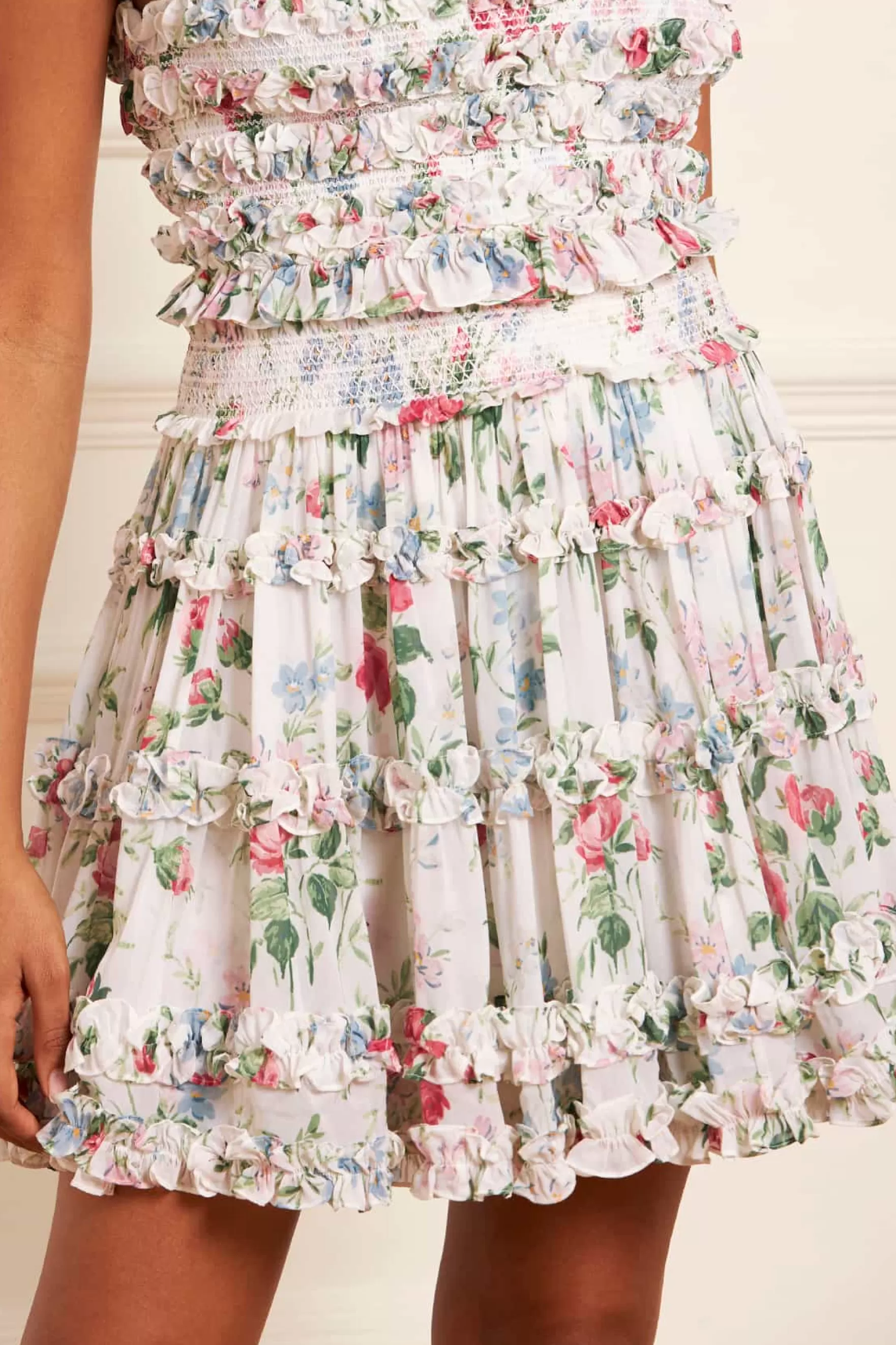 Needle & Thread Plus Size | All-Womenswear>Floral Fantasy Chiffon Smocked Micro Mini Skirt Multi