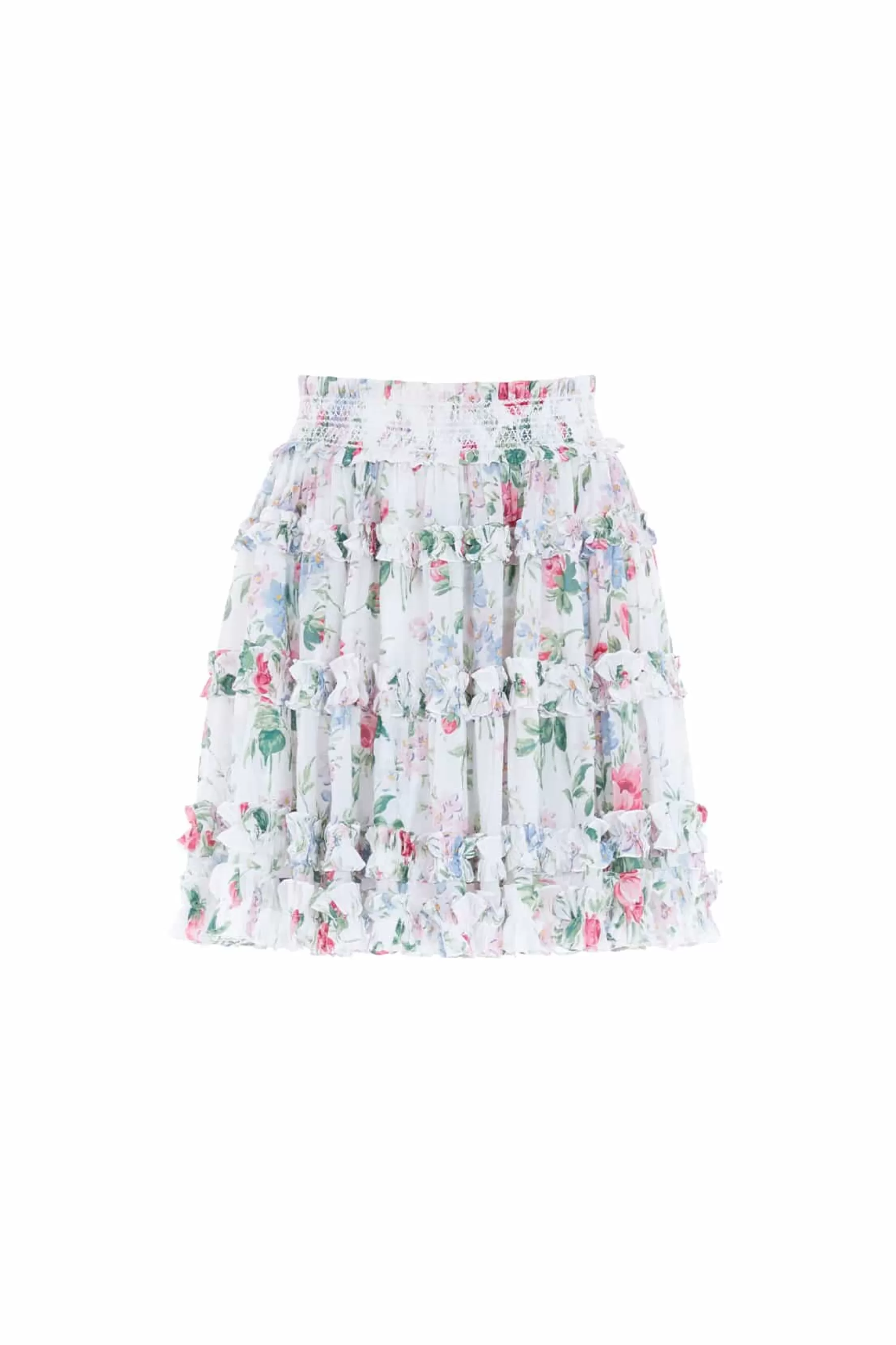 Needle & Thread Plus Size | All-Womenswear>Floral Fantasy Chiffon Smocked Micro Mini Skirt Multi