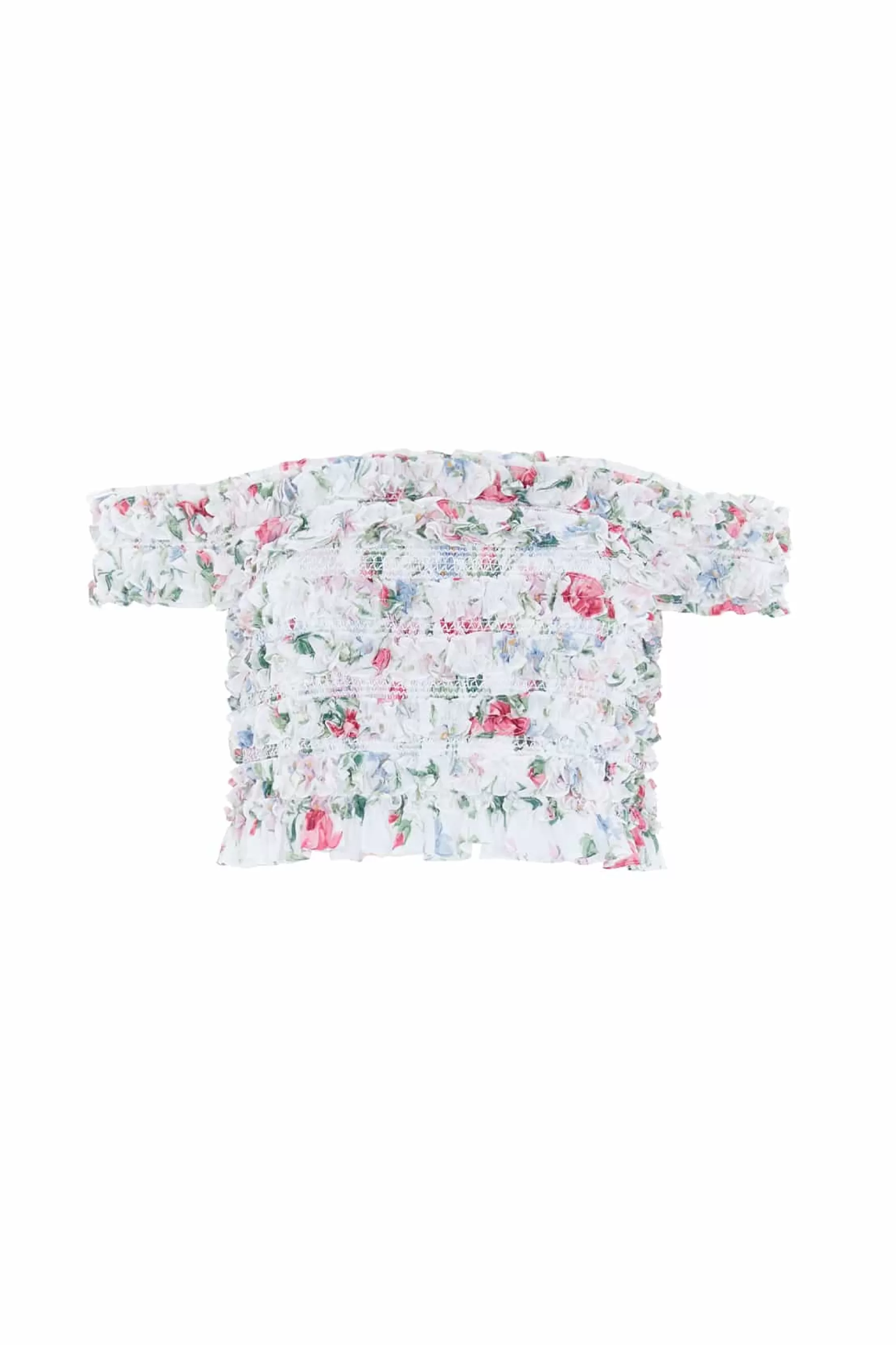 Needle & Thread Plus Size | Tops>Floral Fantasy Chiffon Smocked Off-Shoulder Top Multi
