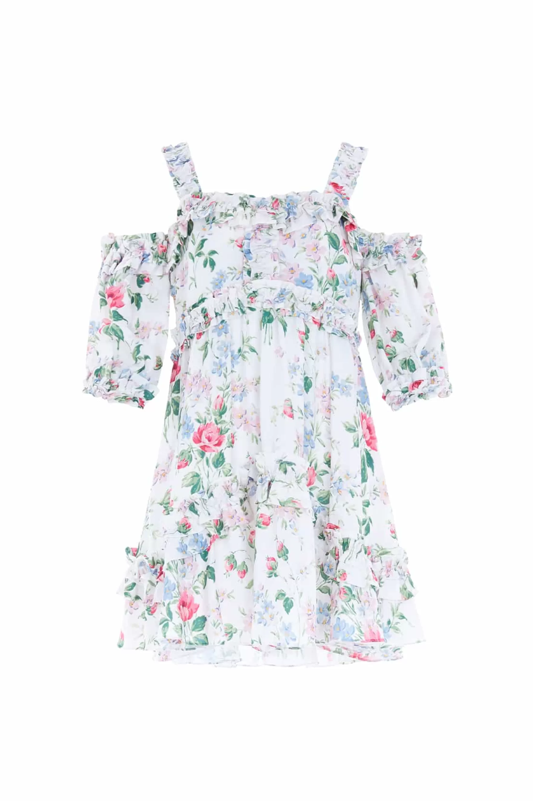 Needle & Thread Wedding Guest | Mini Dresses>Floral Fantasy Crepe Off-Shoulder Micro Mini Dress Multi