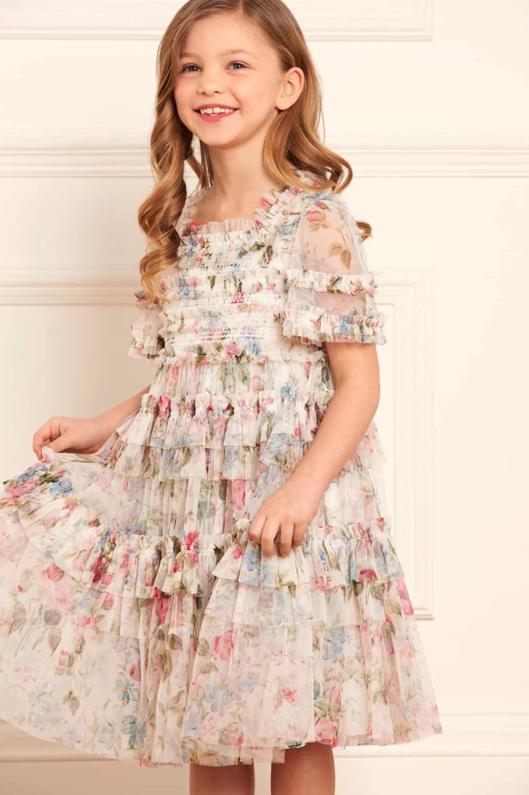 Needle & Thread Printed Dresses | Responsibly Sourced>Floral Fantasy Smocked Kids Dress Multi