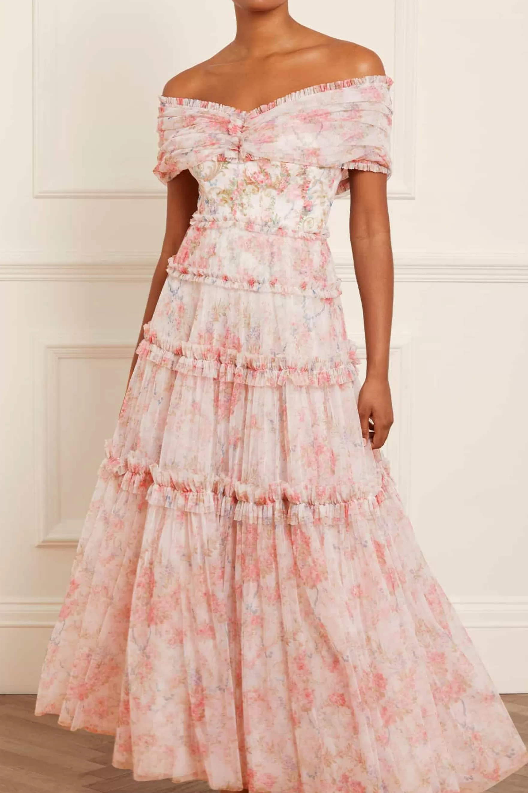 Needle & Thread Mother of the Bride | Evening Dresses>Floral Wreath Grace Off-Shoulder Gown Multi