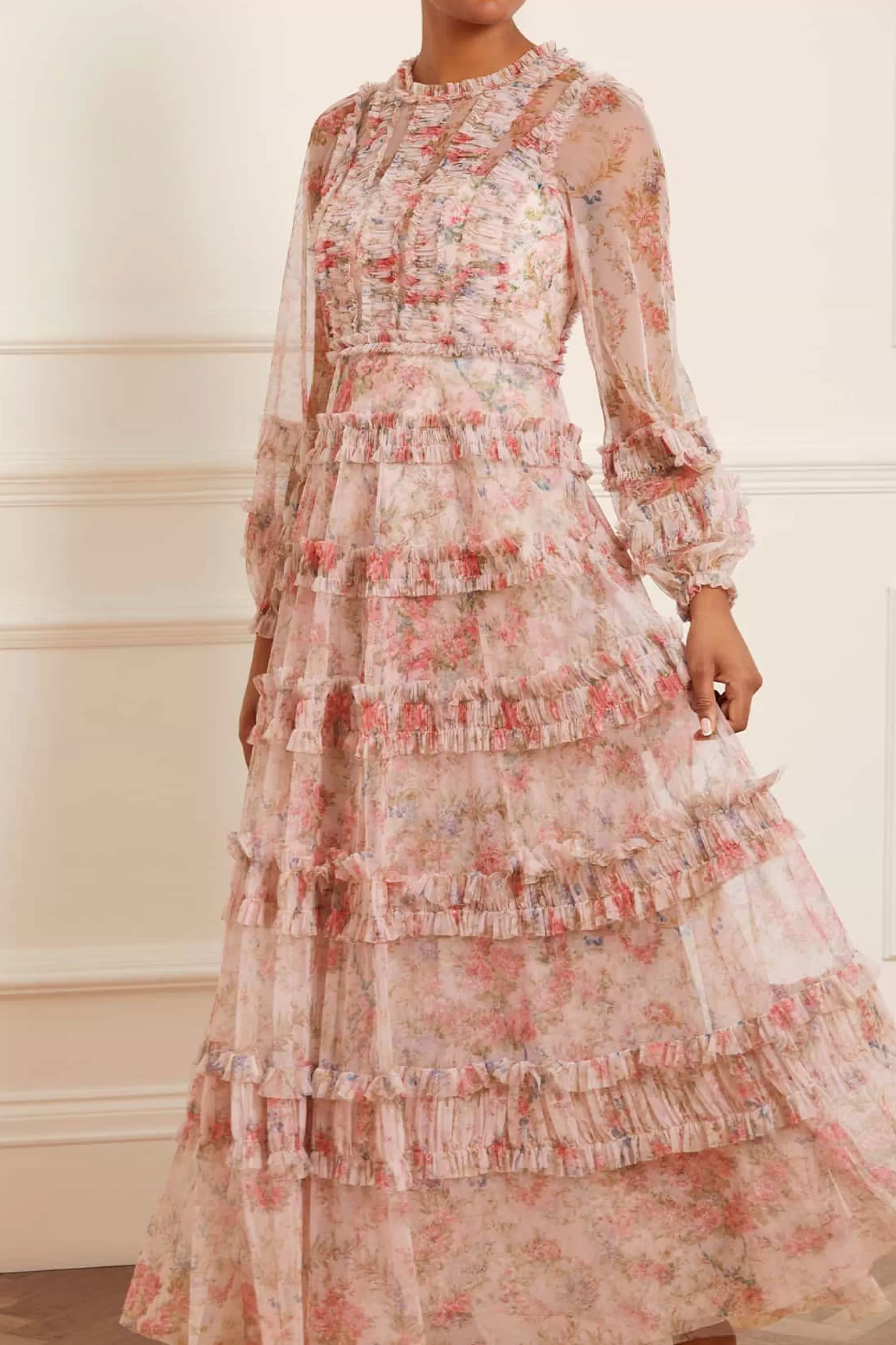 Needle & Thread Wedding Guest | Mother of the Bride>Floral Wreath Ruffle Gown Pink
