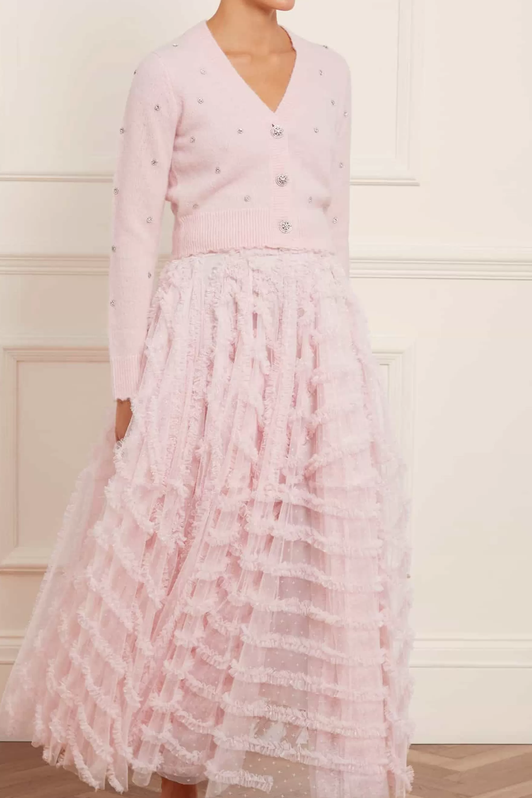 Needle & Thread Skirts>Florence Ruffle Ankle Skirt Pink