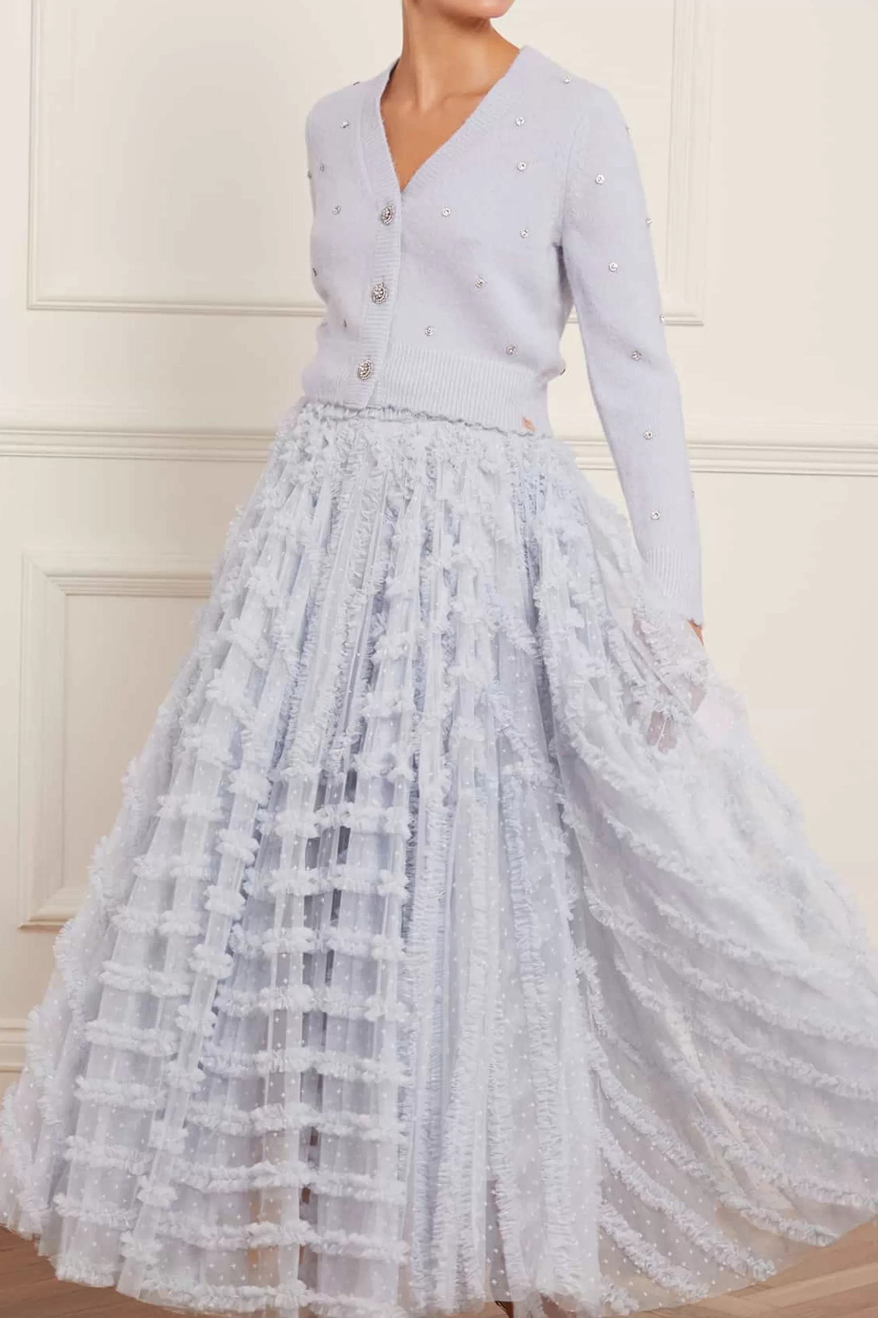 Needle & Thread Skirts>Florence Ruffle Ankle Skirt Blue
