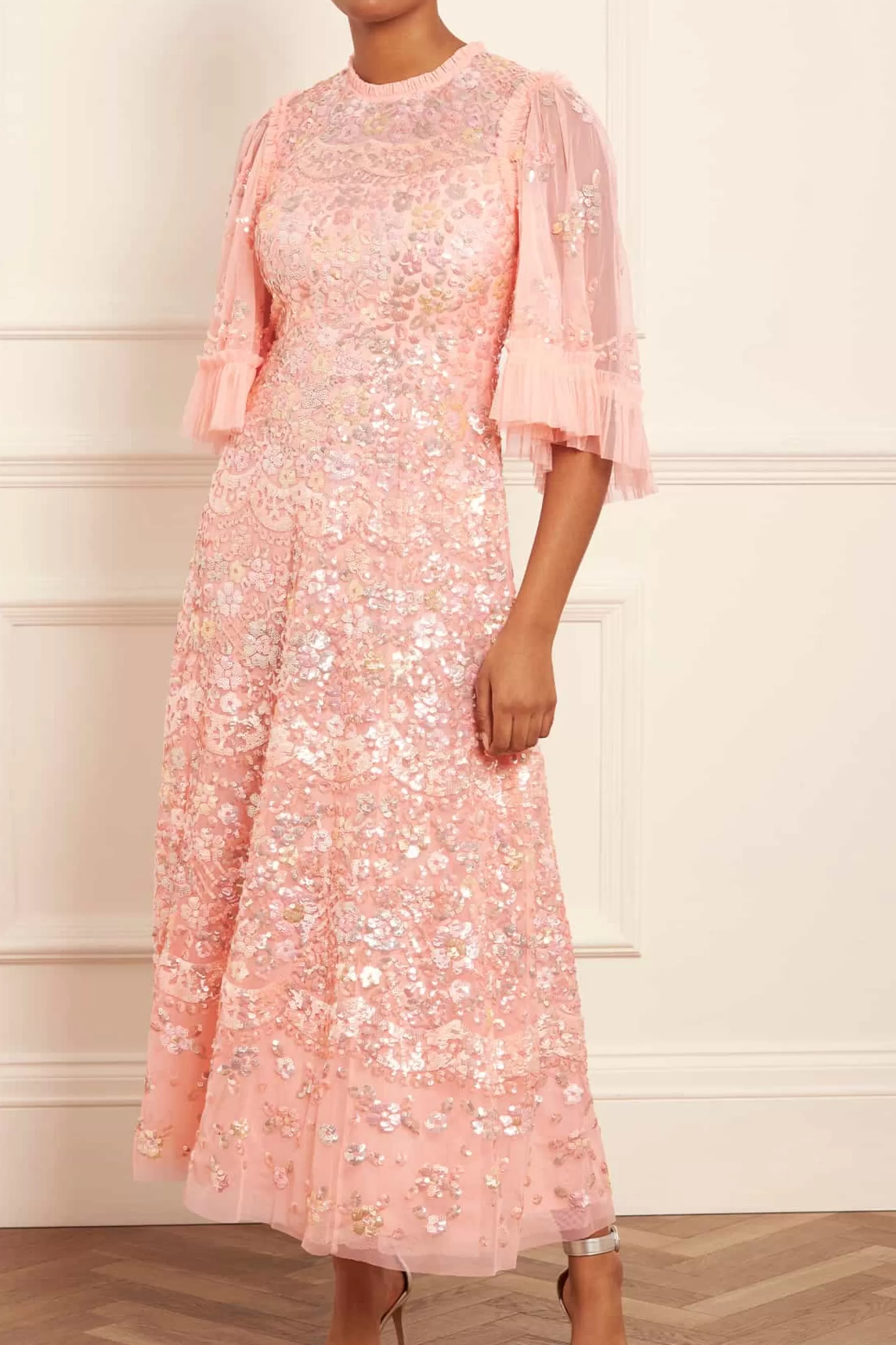 Needle & Thread Plus Size | Flattering Fit>Garden Delight Gloss Ankle Gown Coral