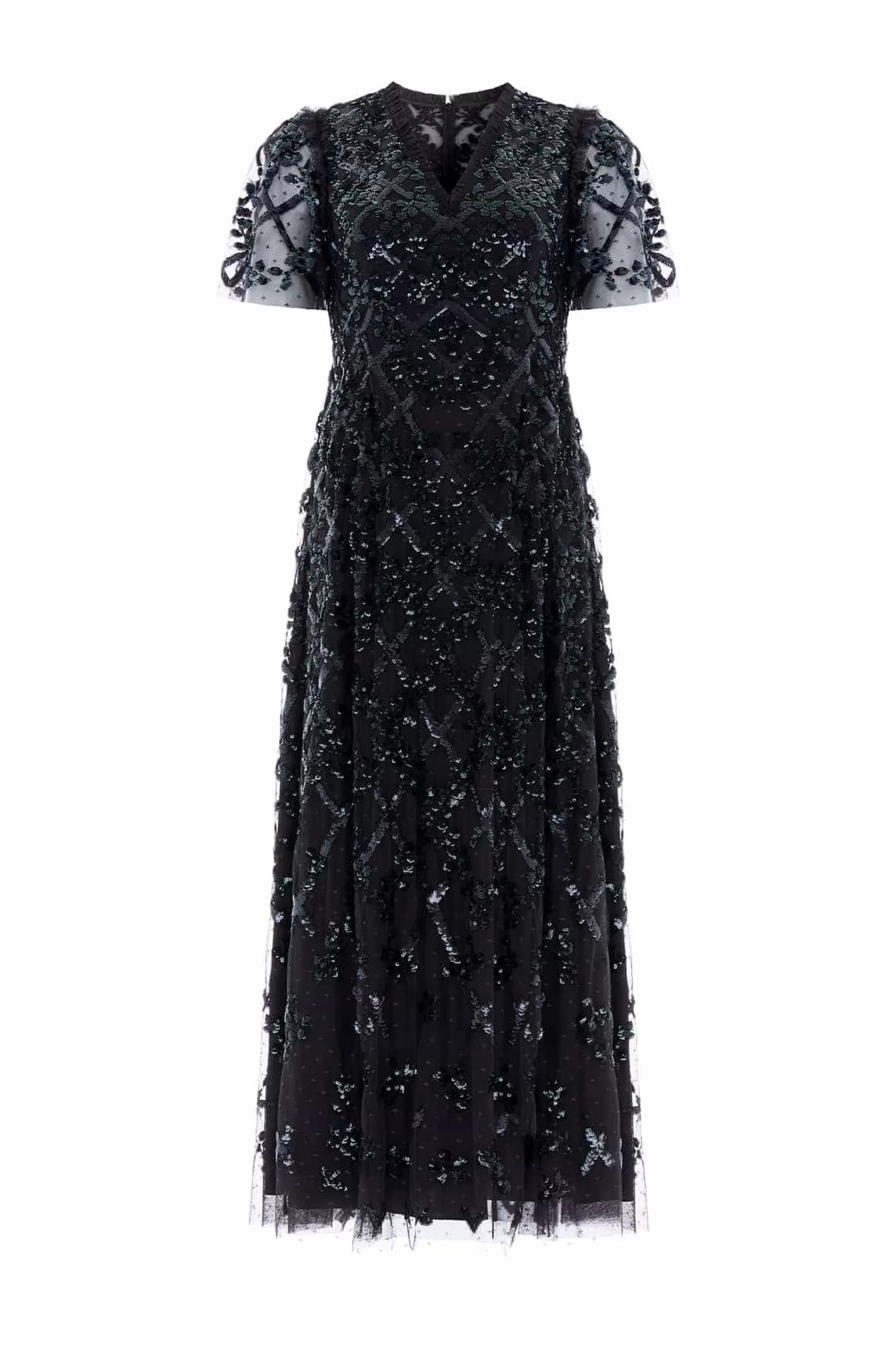 Needle & Thread Plus Size | Evening Dresses>Garden Lattice Ankle Gown Black