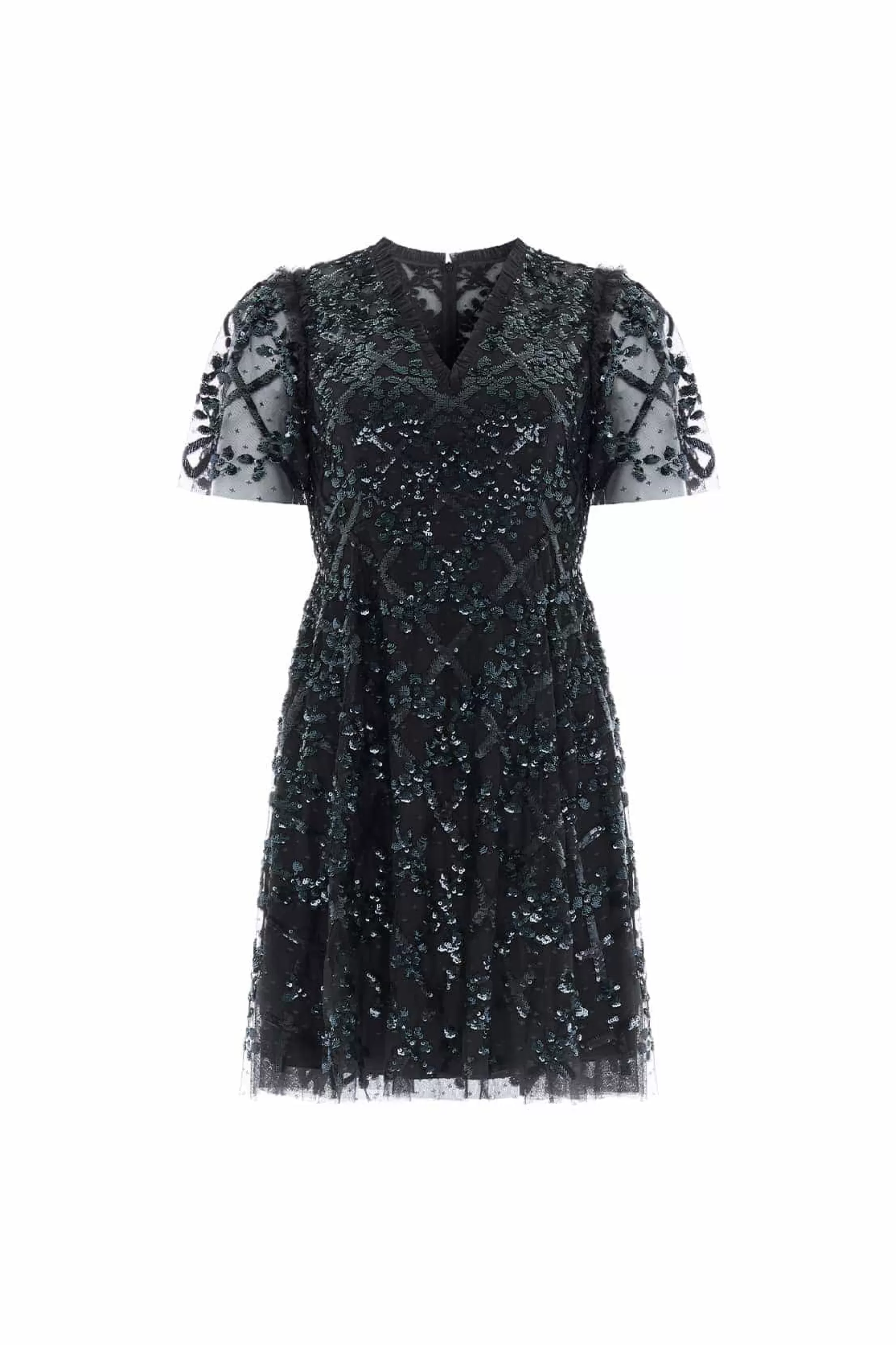 Needle & Thread Embellished Dresses | Mini Dresses>Garden Lattice Mini Dress Black