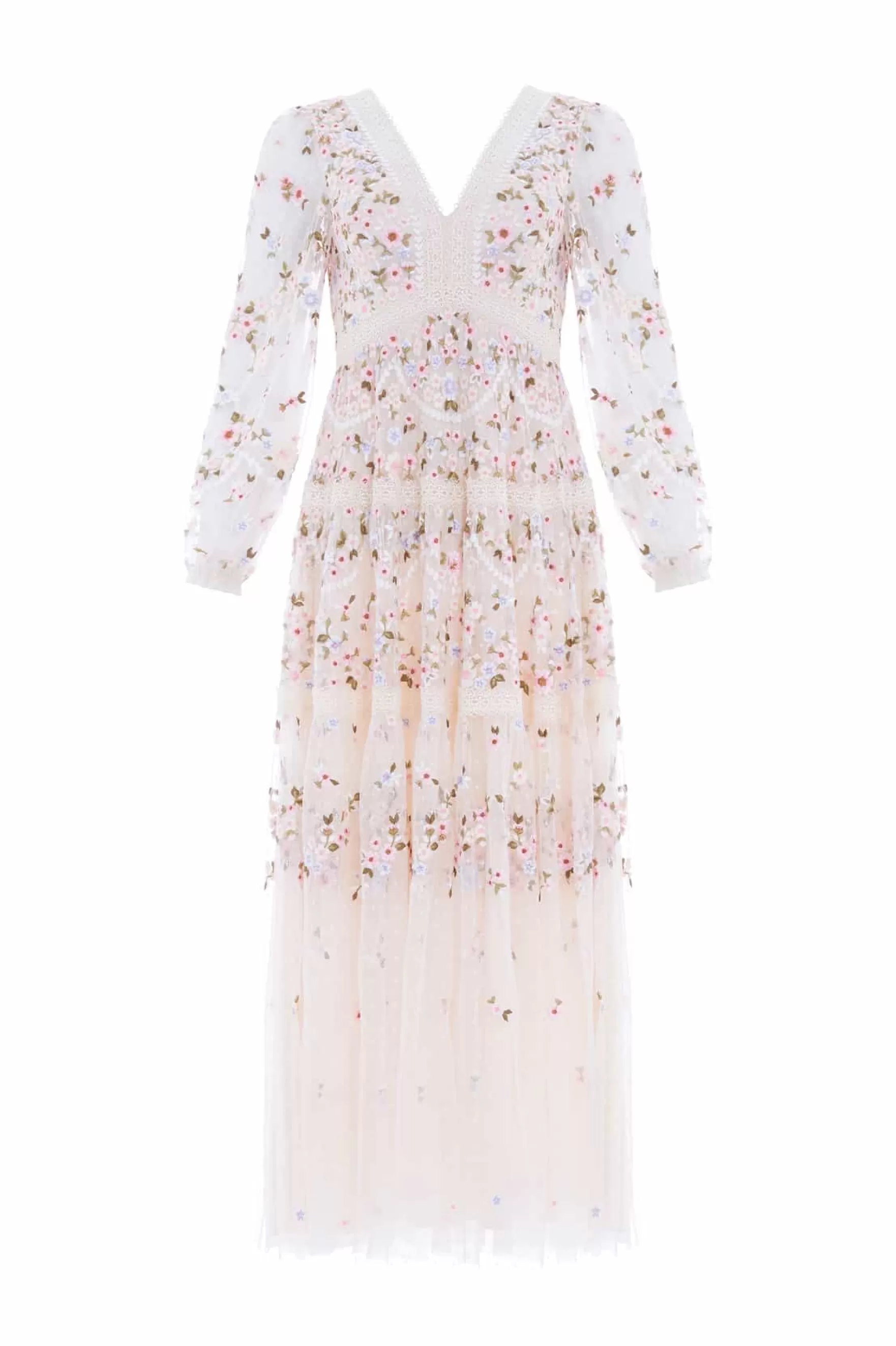 Needle & Thread Bridesmaid | Plus Size>Garland Ribbon Ankle Gown Champagne