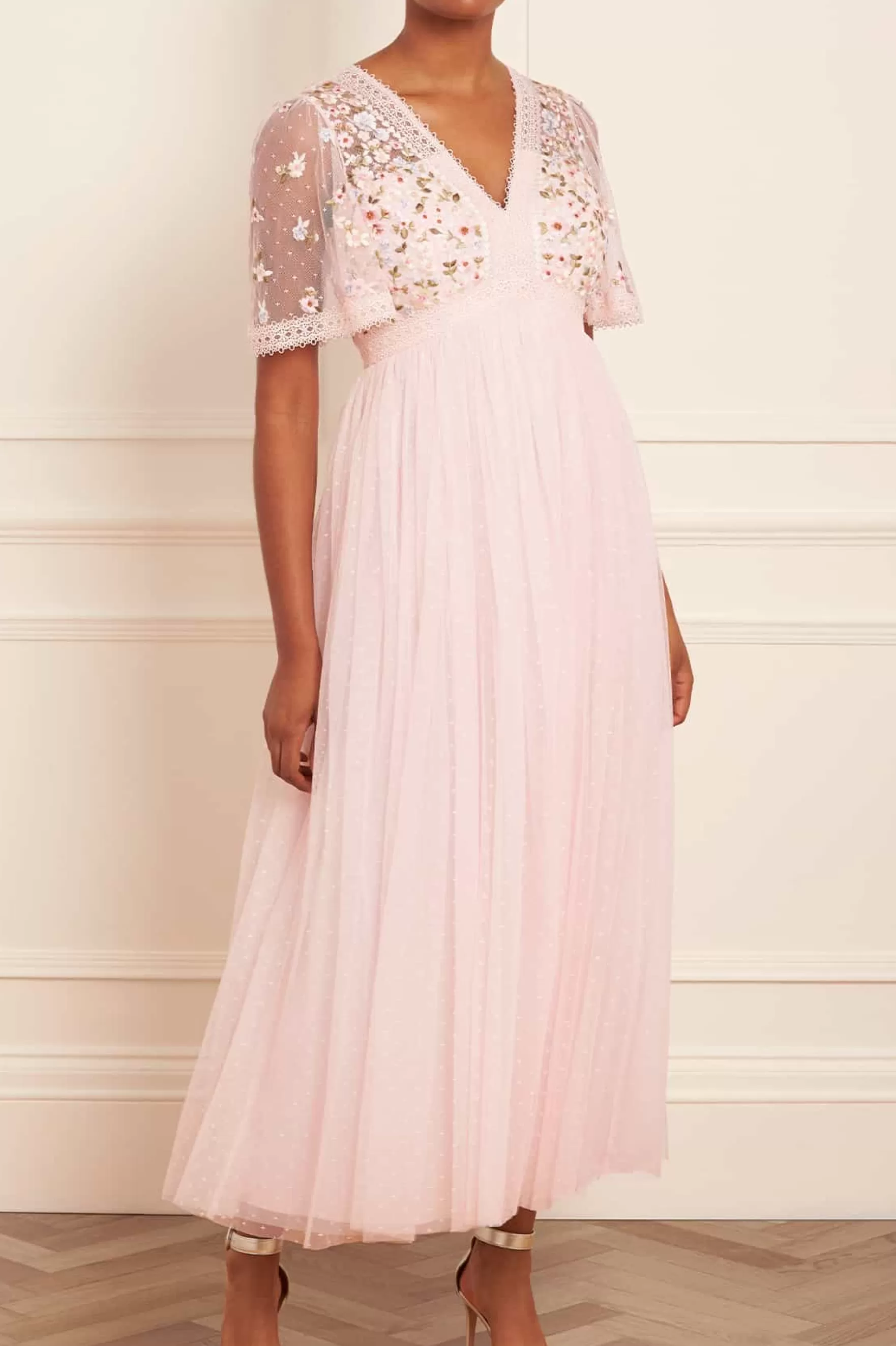 Needle & Thread All-Womenswear | Flattering Fit>Garland Ribbon Bodice Ankle Gown Pink