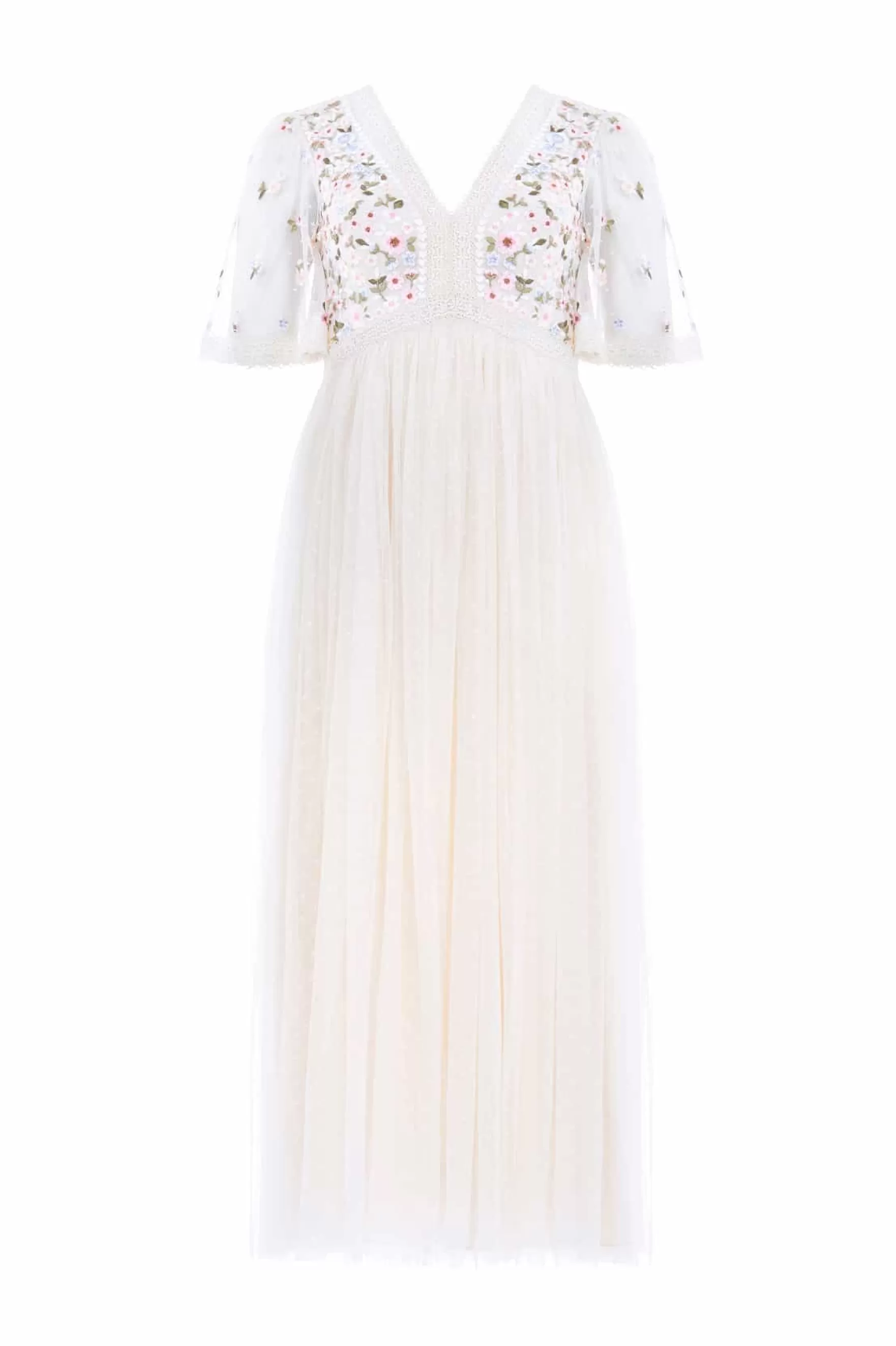 Needle & Thread All-Womenswear | Flattering Fit>Garland Ribbon Bodice Ankle Gown Champagne