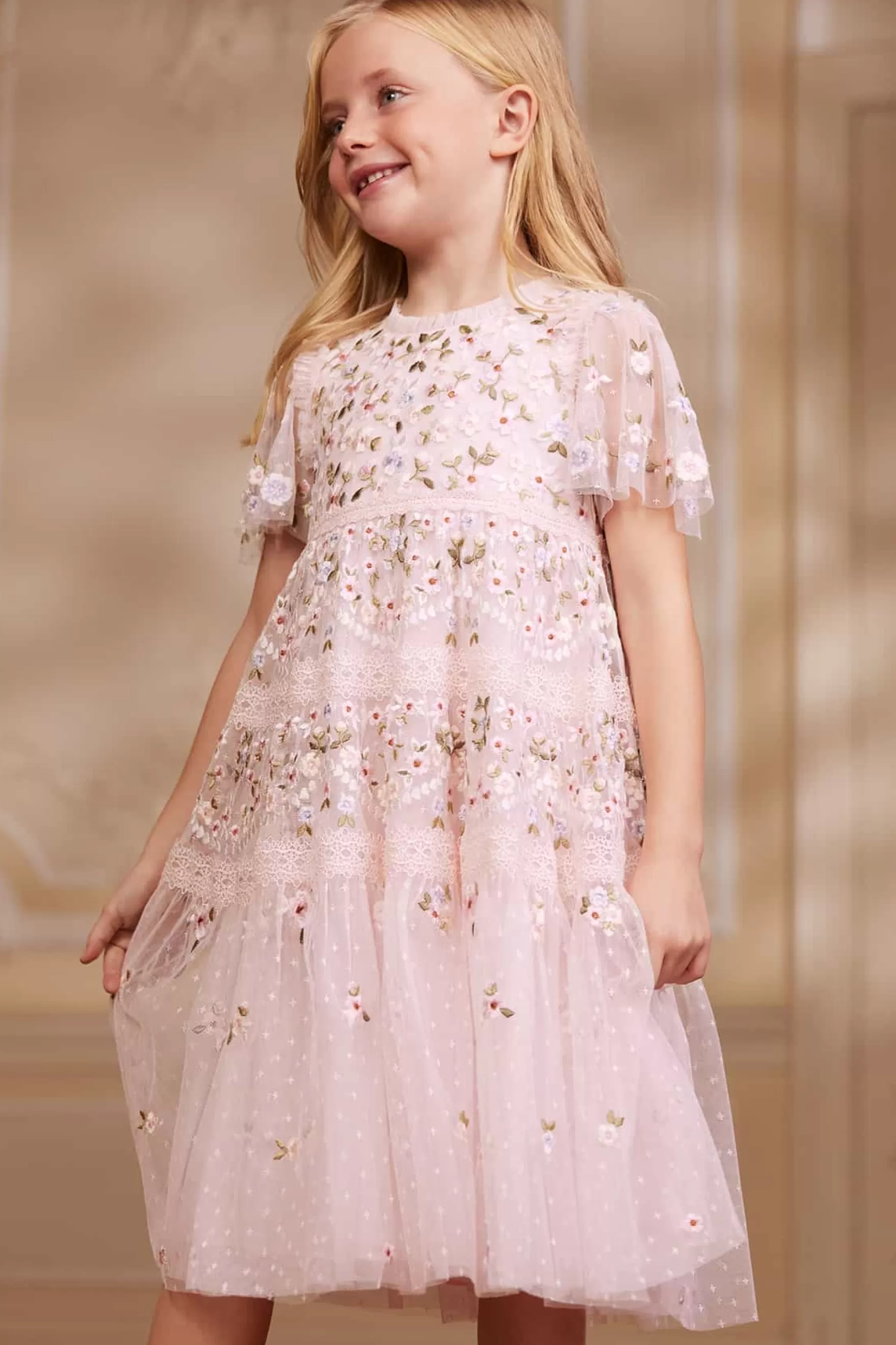 Needle & Thread Flower Girl | Flower Girl>Garland Ribbon Kids Dress Pink