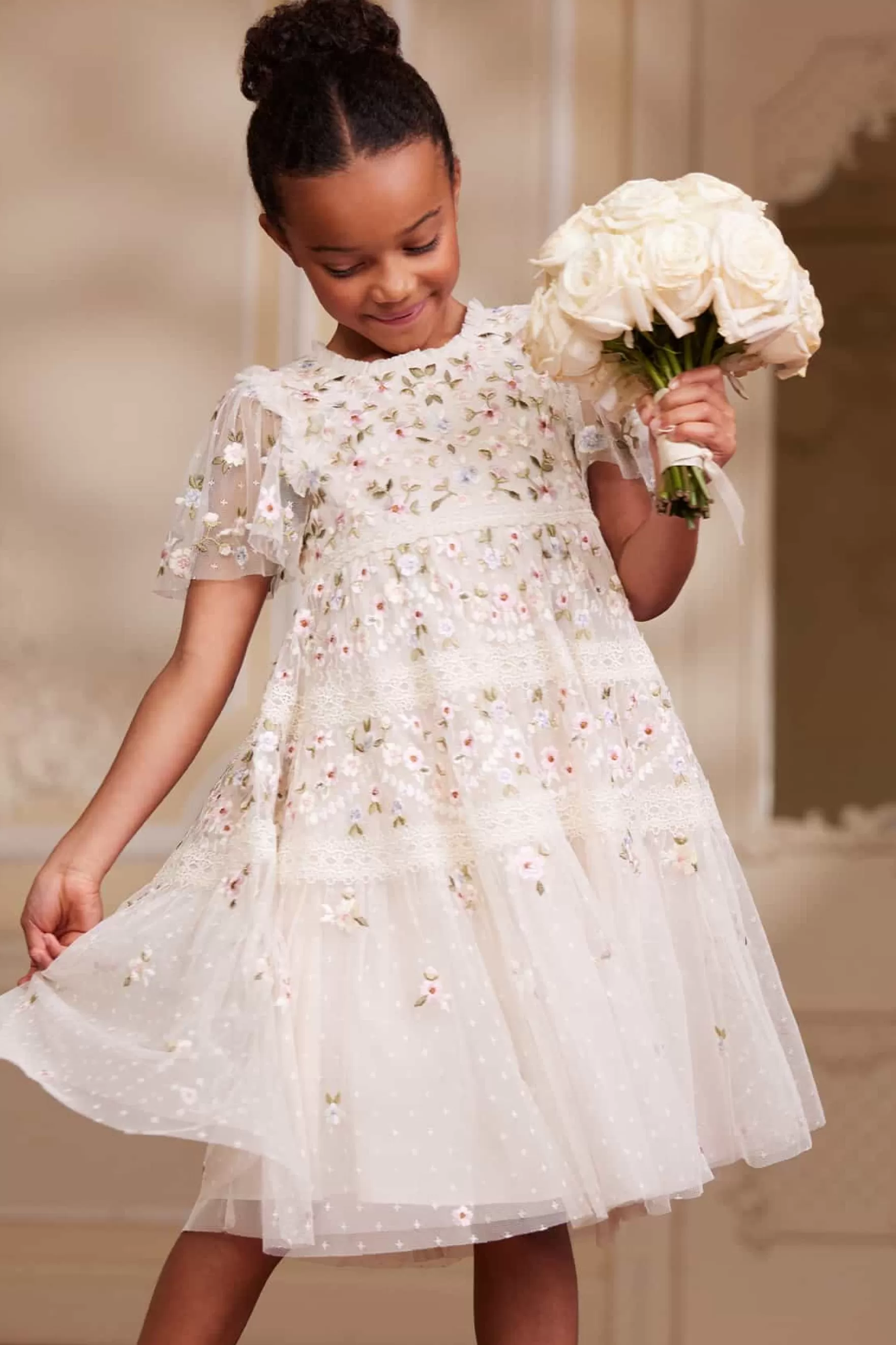 Needle & Thread Flower Girl | Flower Girl>Garland Ribbon Kids Dress Champagne