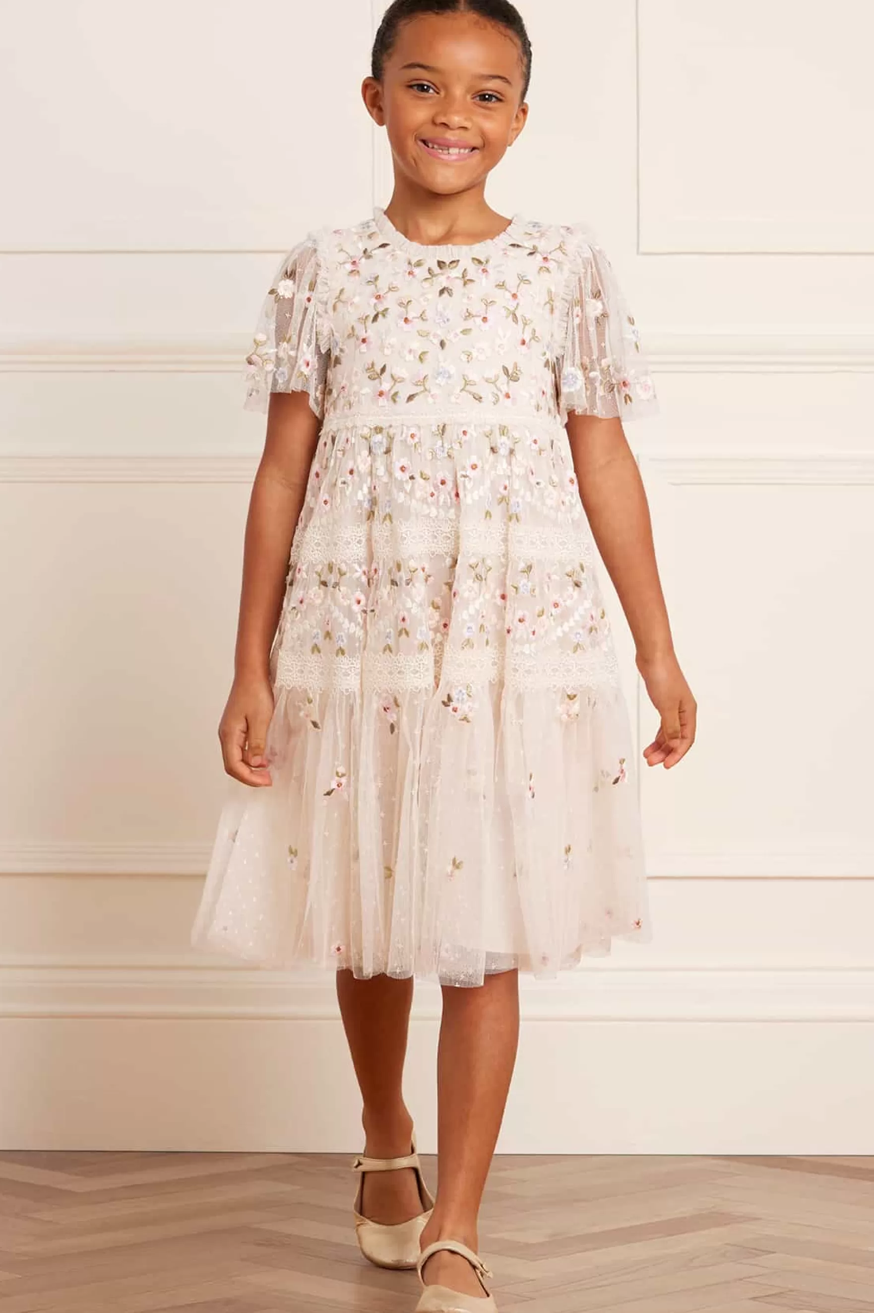 Needle & Thread Flower Girl | Flower Girl>Garland Ribbon Kids Dress Champagne