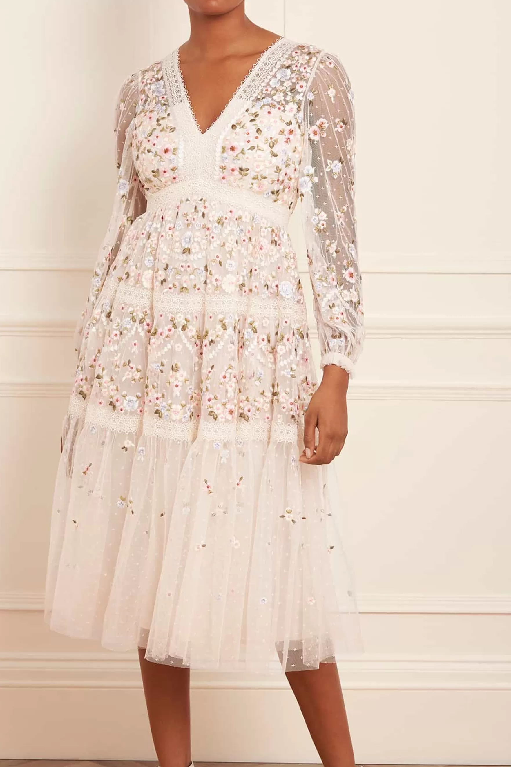 Needle & Thread Mummy & Me | Mummy & Me>Garland Ribbon Midaxi Dress Champagne