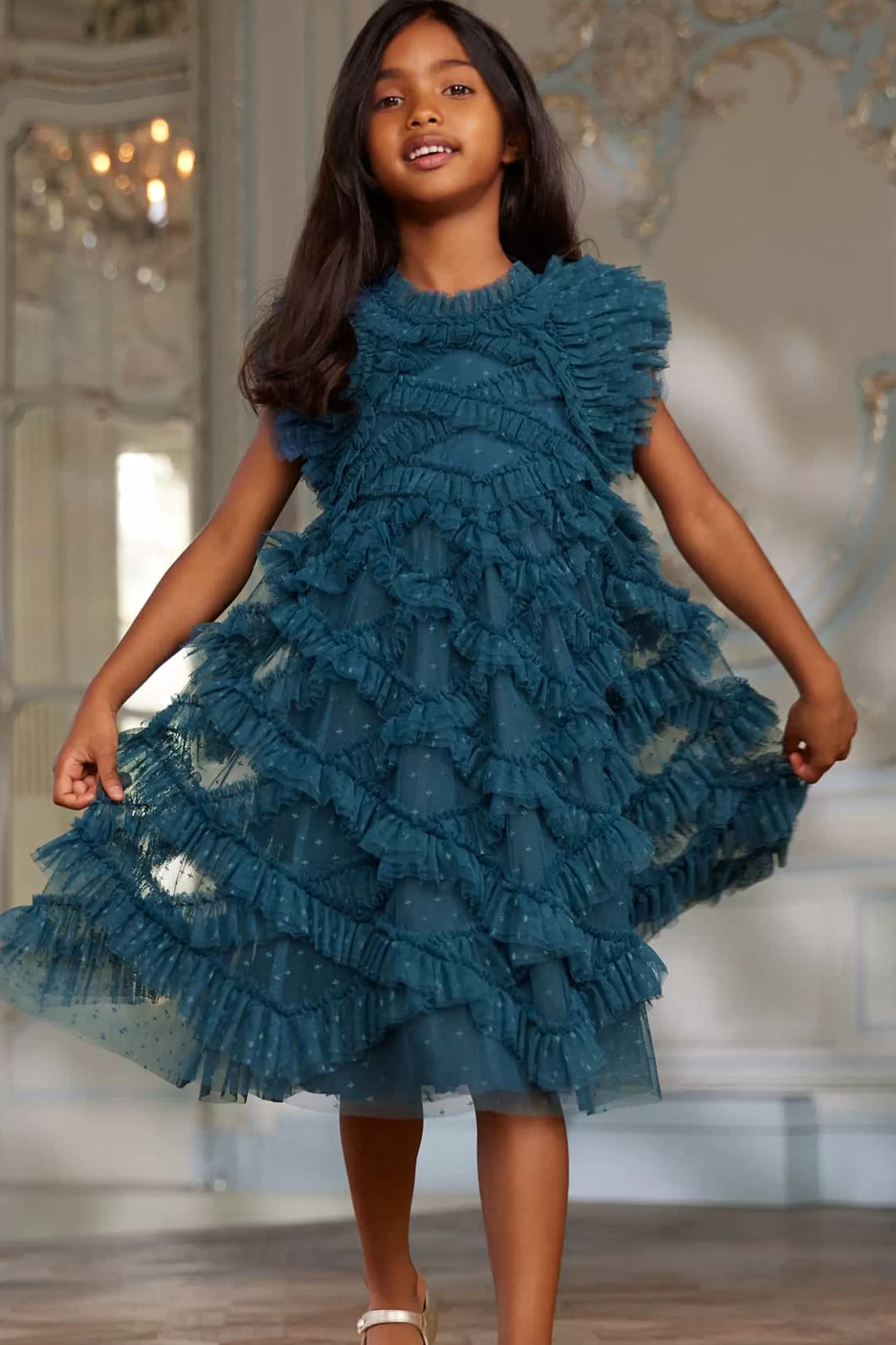 Needle & Thread Flower Girl | Flower Girl>Genevieve Kids Dress Blue