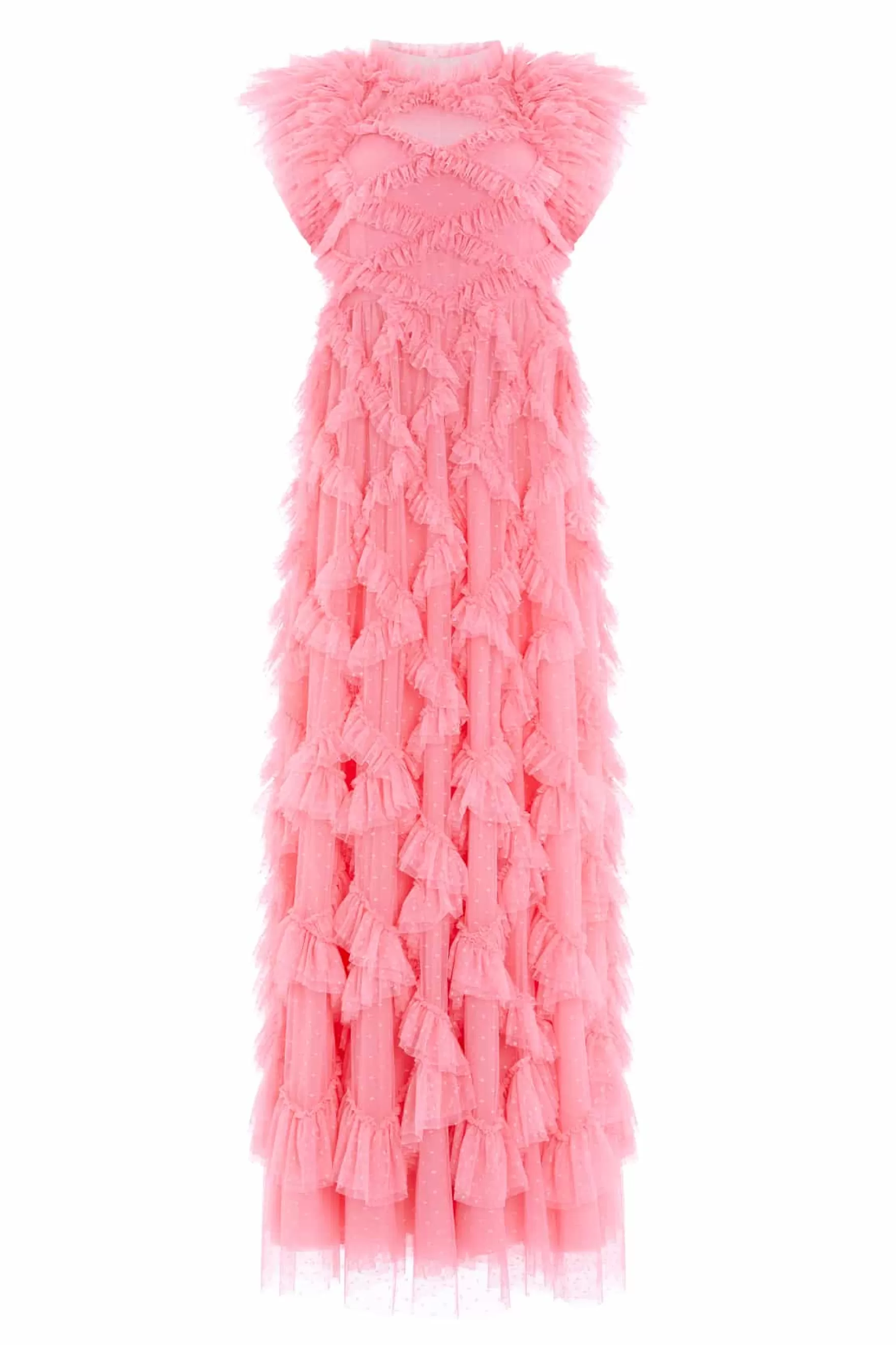 Needle & Thread Plus Size | Evening Dresses>Genevieve Ruffle Gown Coral