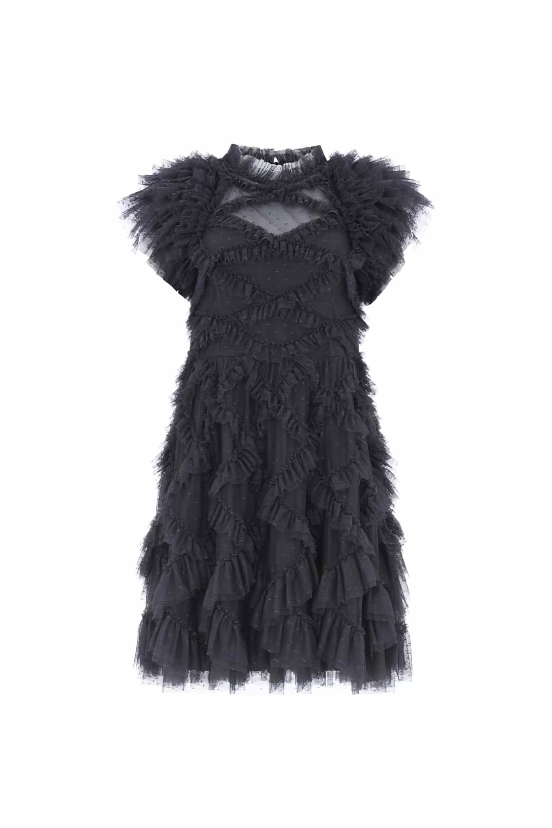 Needle & Thread Plus Size | Mini Dresses>Genevieve Ruffle Mini Dress Black