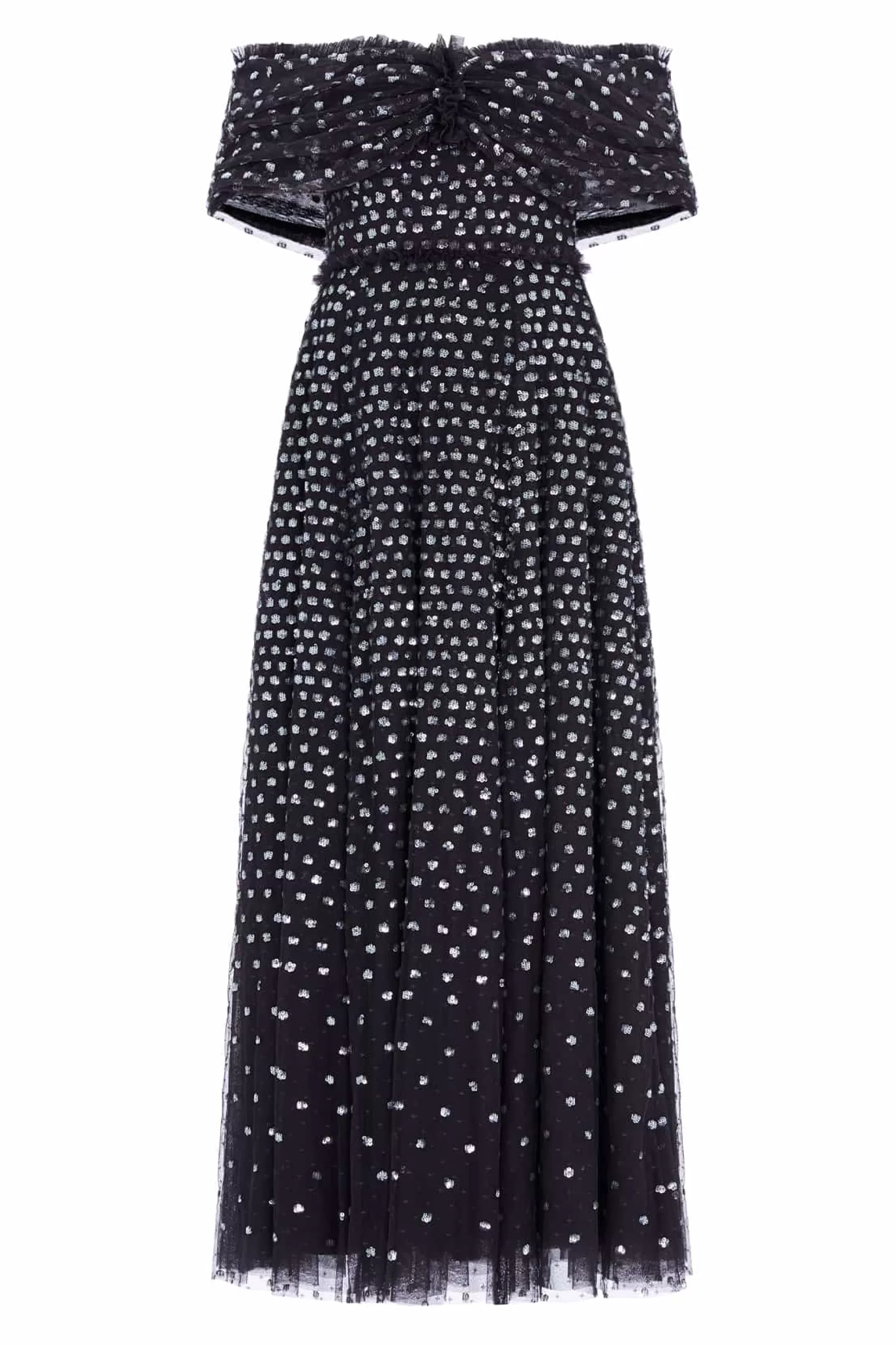 Needle & Thread Plus Size | Evening Dresses>Grace Gloss Off-Shoulder Ankle Gown Black