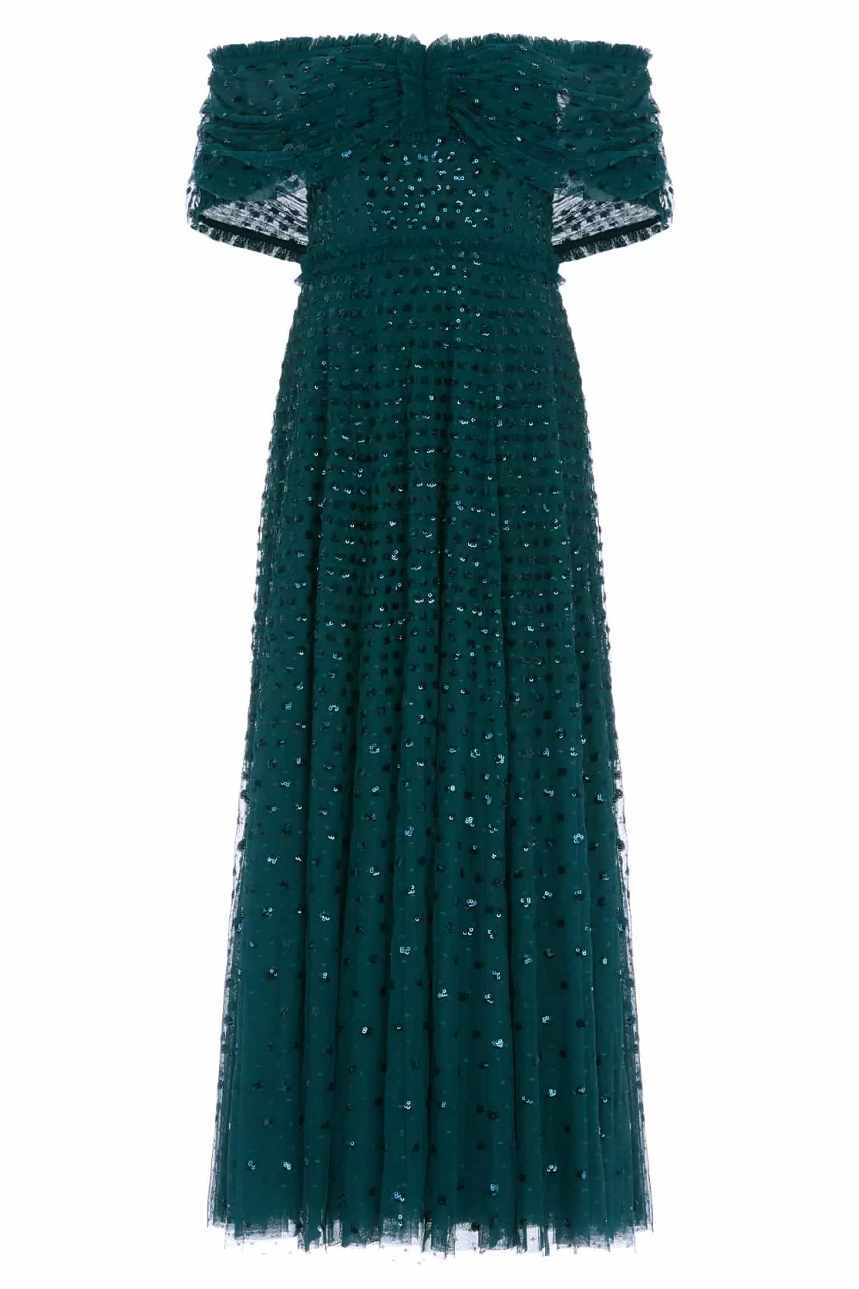 Needle & Thread Plus Size | Evening Dresses>Grace Off-Shoulder Ankle Gown Green