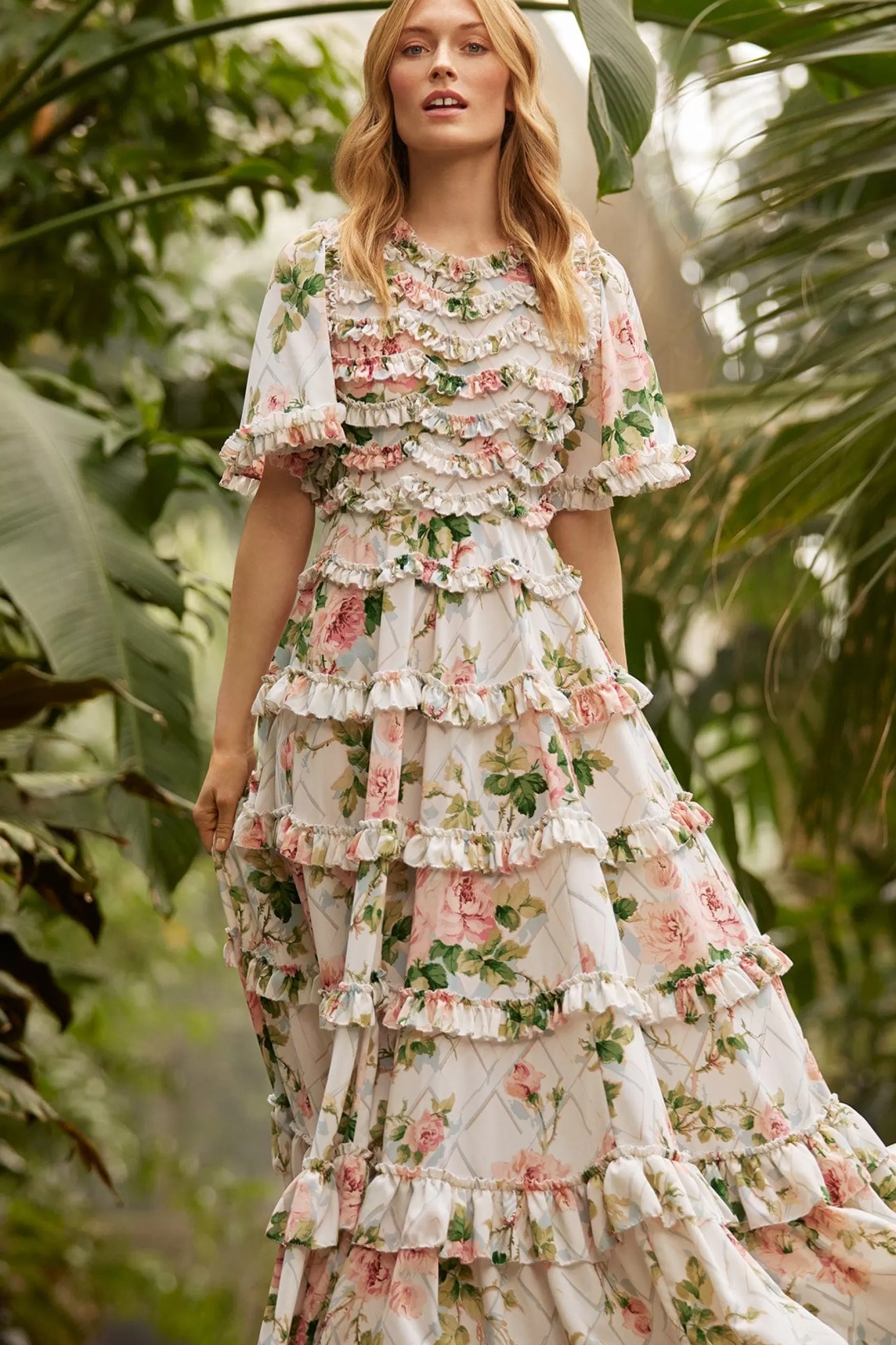 Needle & Thread Wedding Guest | Printed Dresses>Harlequin Rose Crepe Ankle Gown Multi