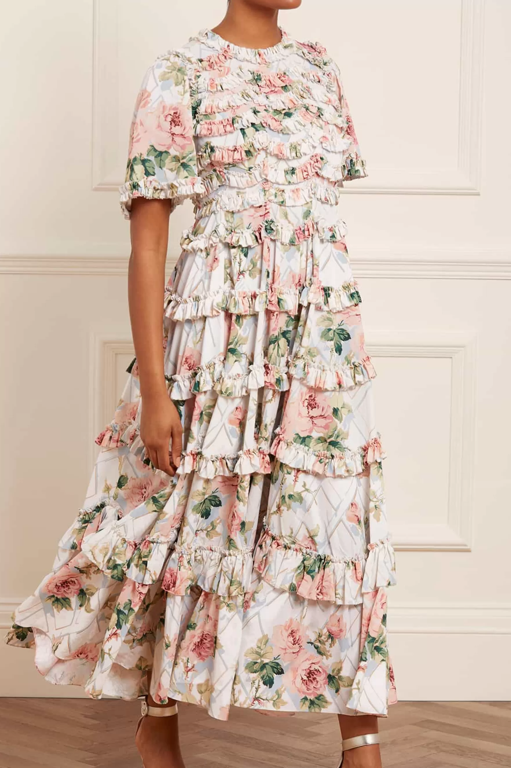 Needle & Thread Wedding Guest | Printed Dresses>Harlequin Rose Crepe Ankle Gown Multi