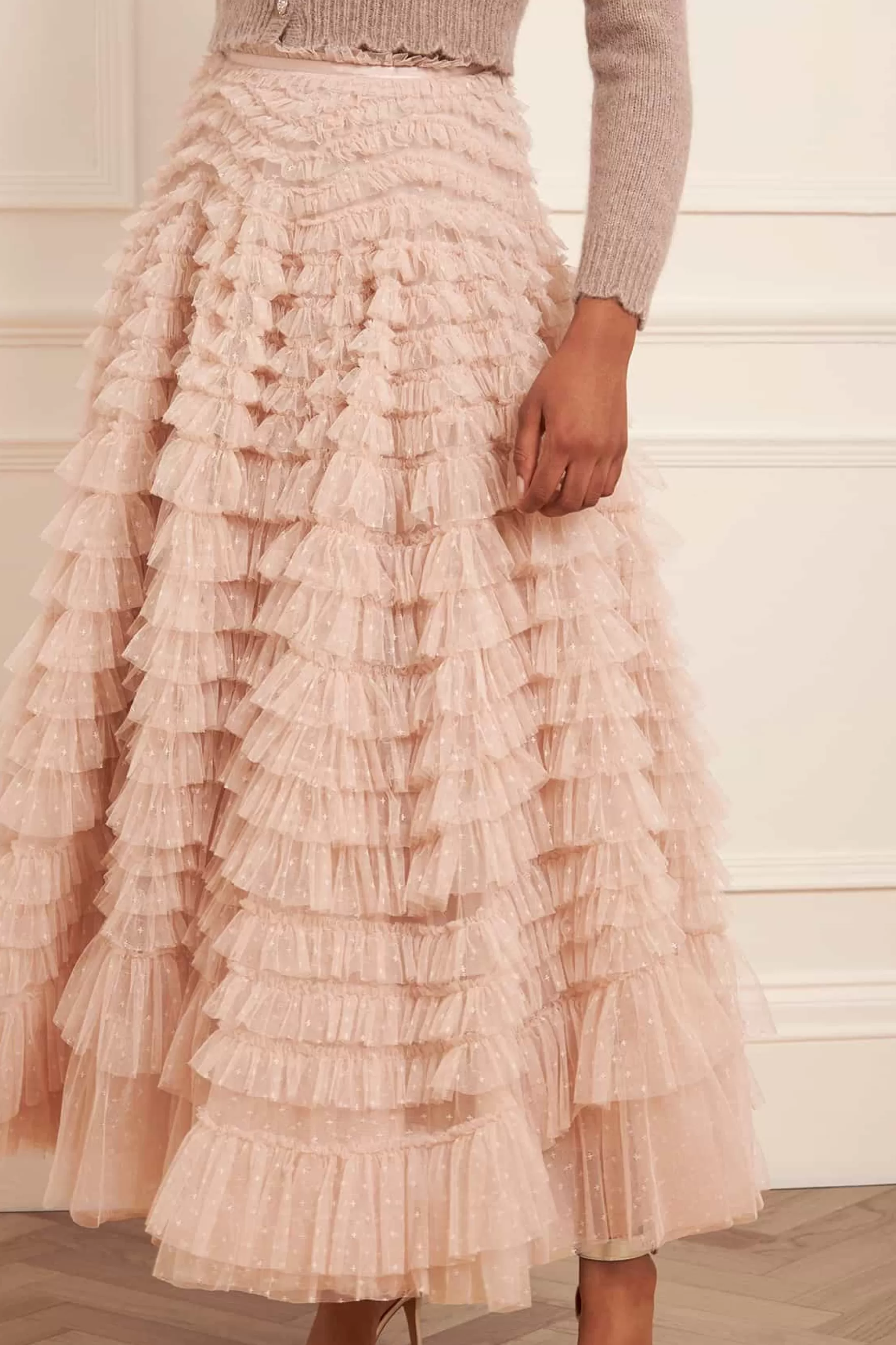 Needle & Thread All-Womenswear | Skirts>Hattie Ruffle Ankle Skirt Beige