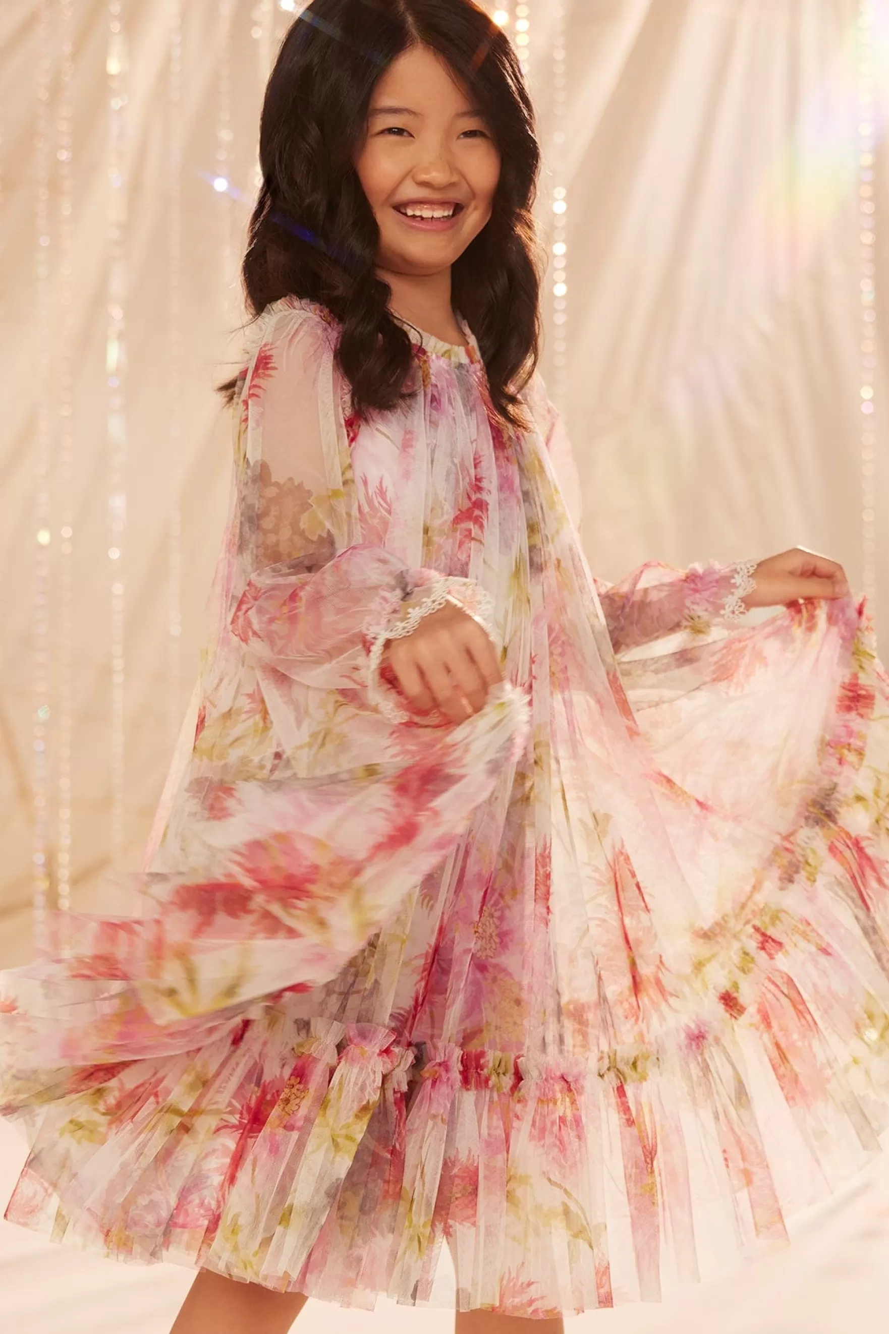 Needle & Thread Printed Dresses | Mummy & Me>Hummingbird Long Sleeve Kids Dress Multi