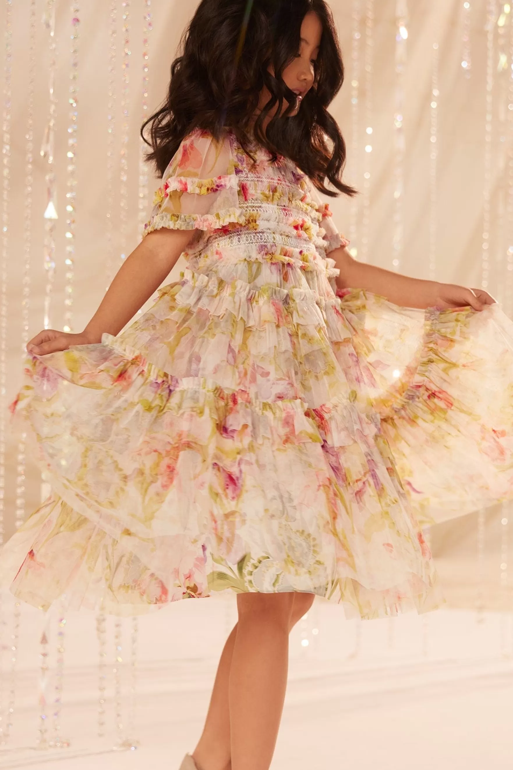 Needle & Thread Printed Dresses>Iris Smocked Kids Dress Multi
