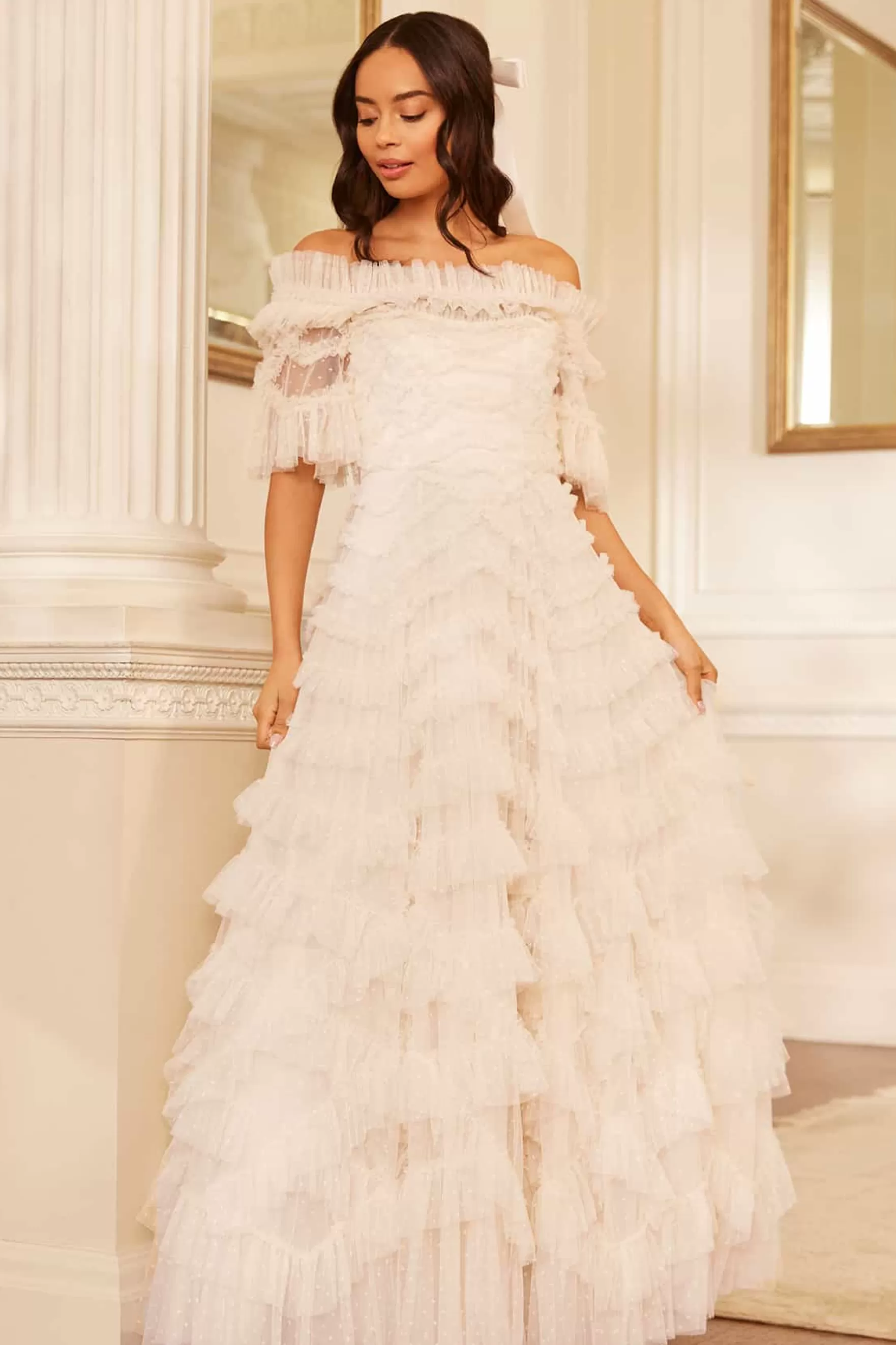 Needle & Thread Bridal | Plus Size>Lana Off-Shoulder Gown Champagne