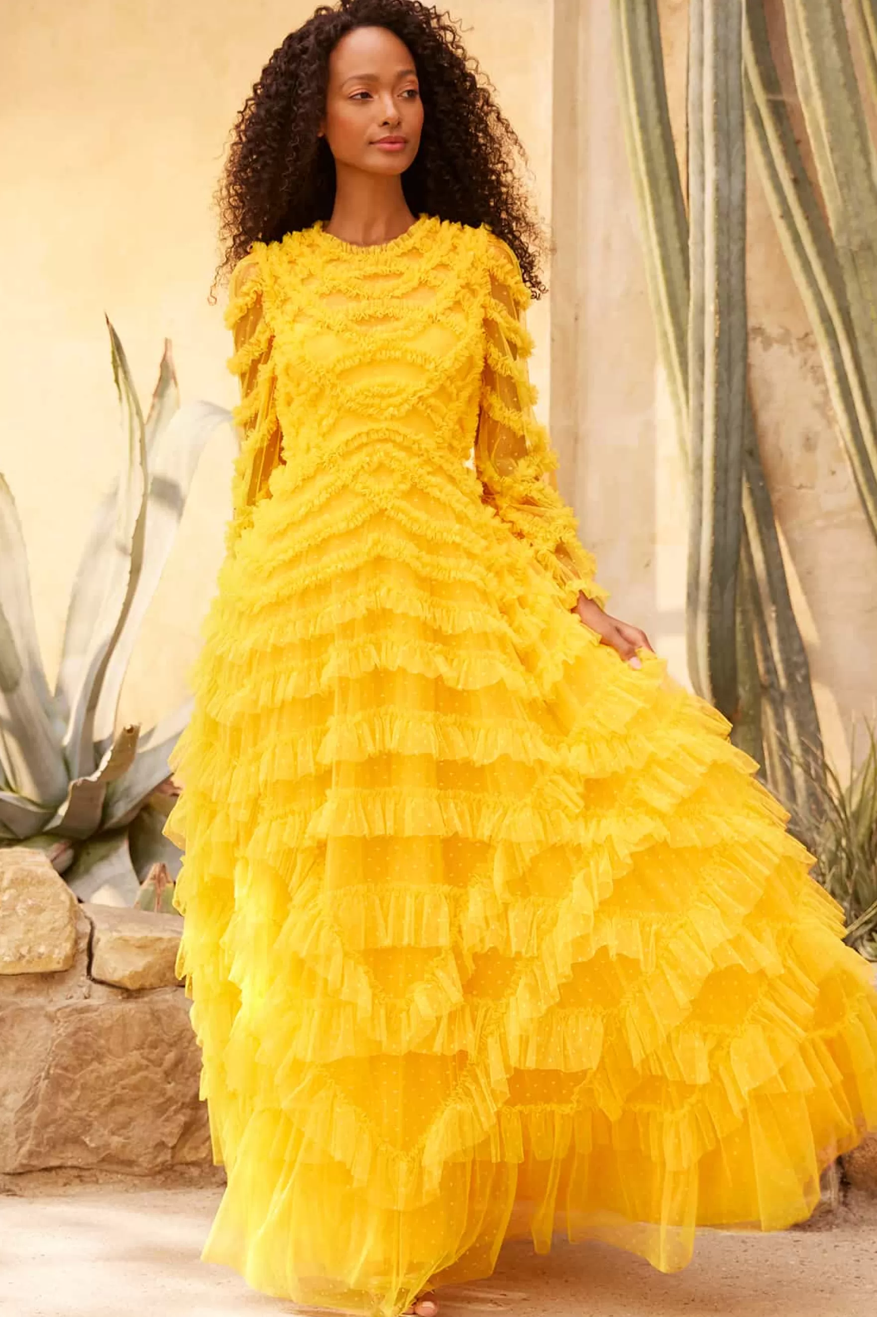 Needle & Thread Mother of the Bride | Plus Size>Lana Round Neck Gown Yellow