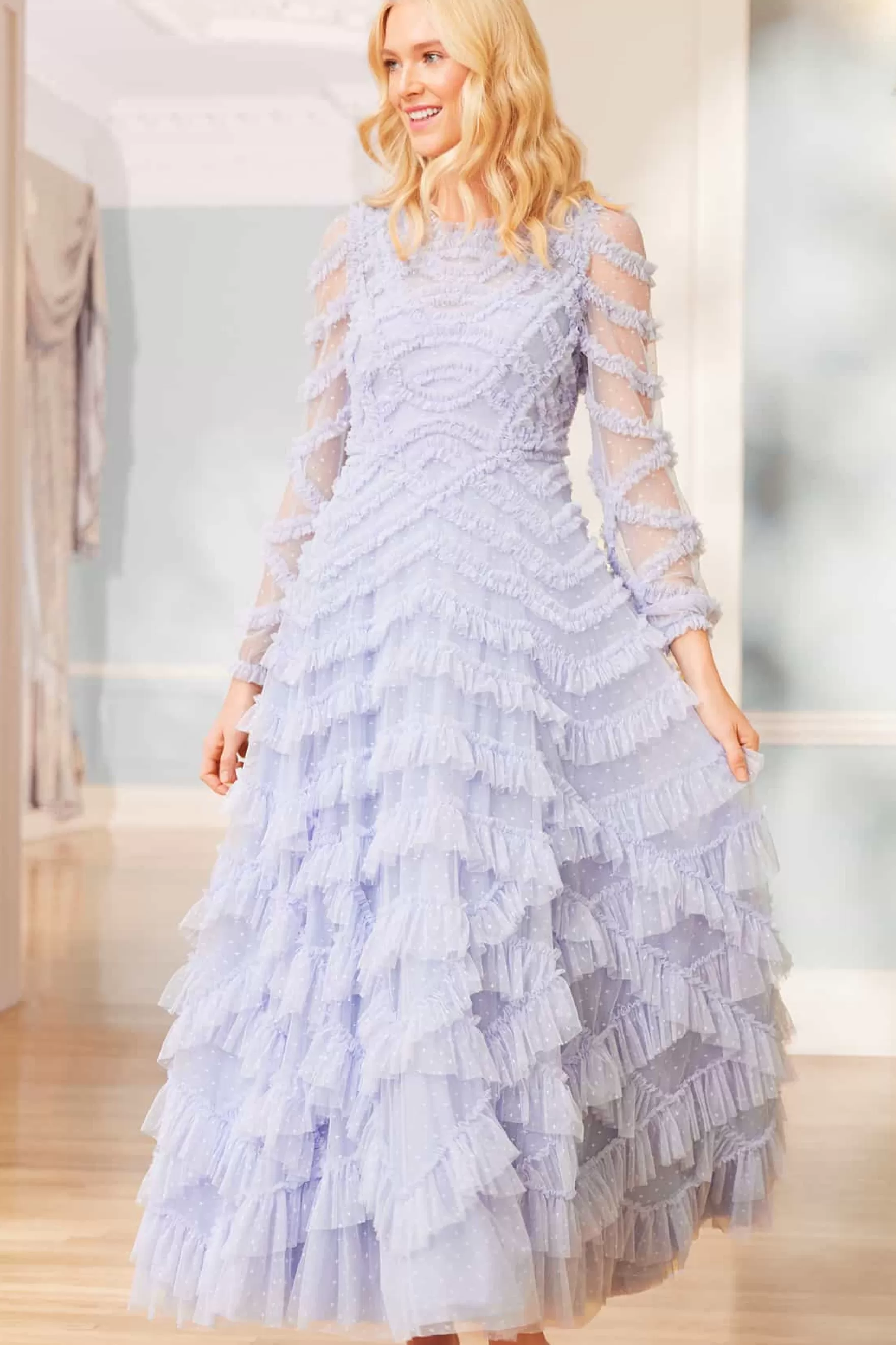 Needle & Thread Mother of the Bride | Plus Size>Lana Round Neck Gown Blue