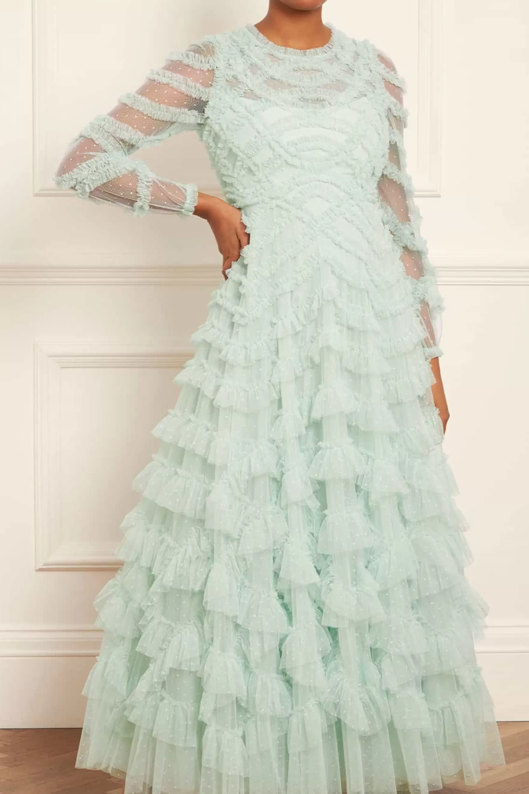 Needle & Thread Mother of the Bride | Plus Size>Lana Round Neck Gown Green