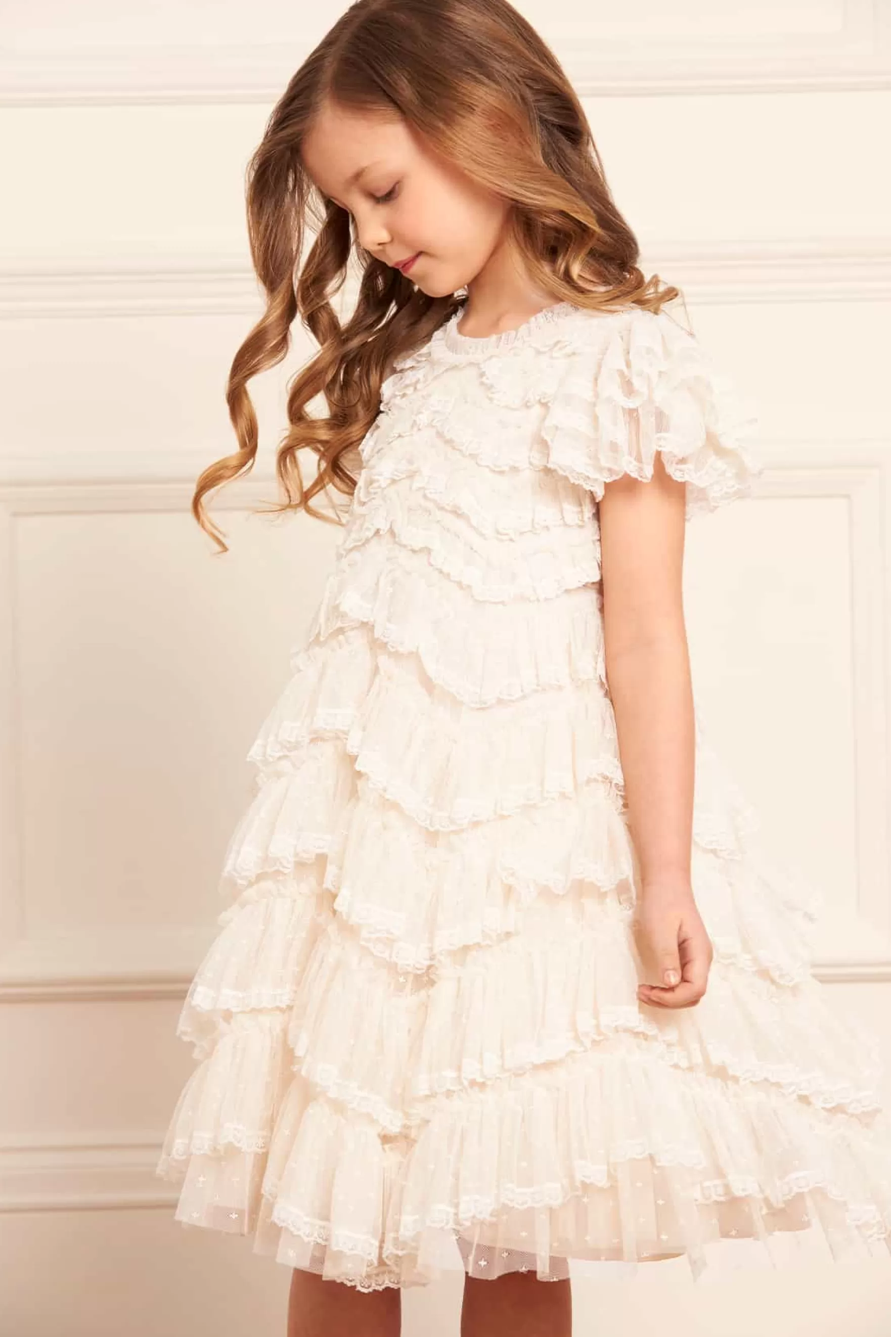 Needle & Thread Flower Girl | Flower Girl>Libby Lace Kids Dress Champagne