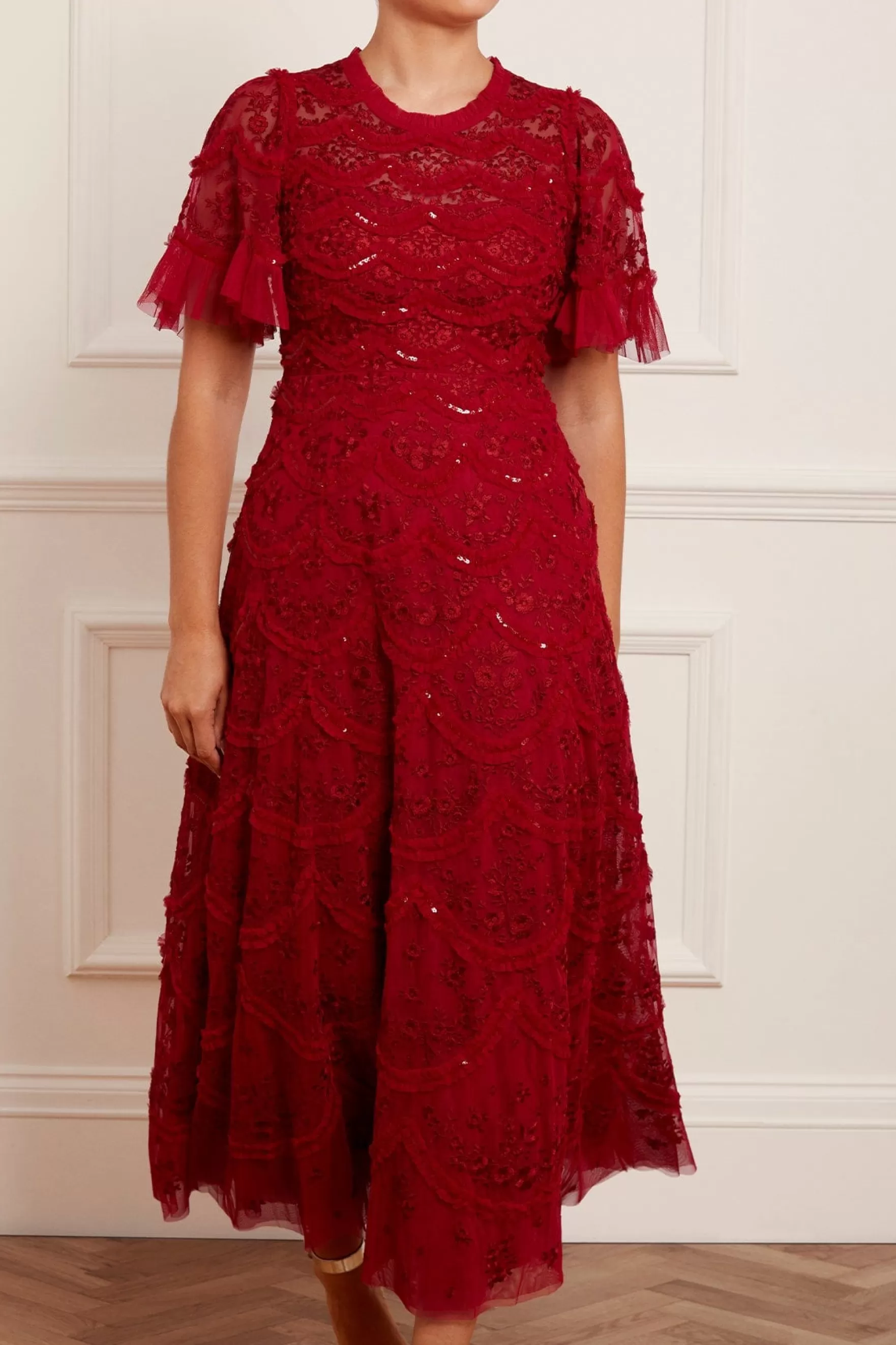 Needle & Thread Evening Dresses | Embellished Dresses>Lily Bloom Ankle Gown Red