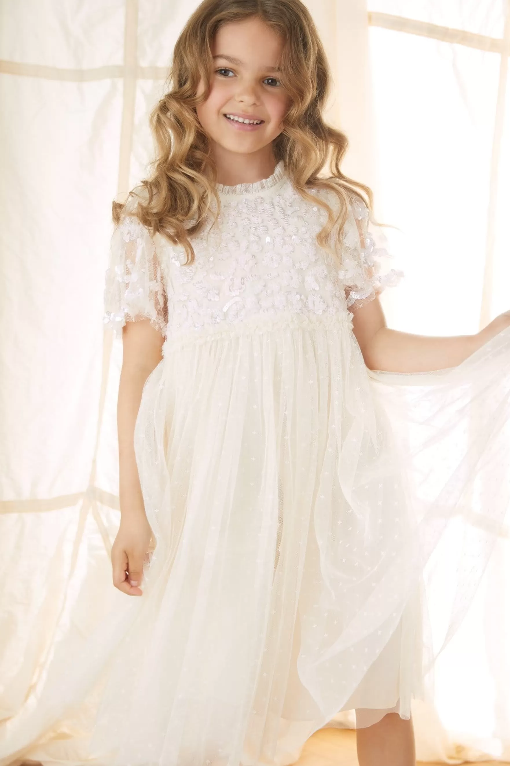 Needle & Thread Embellished Dresses | Flower Girl>Lilybelle Sequin Kids Dress Champagne