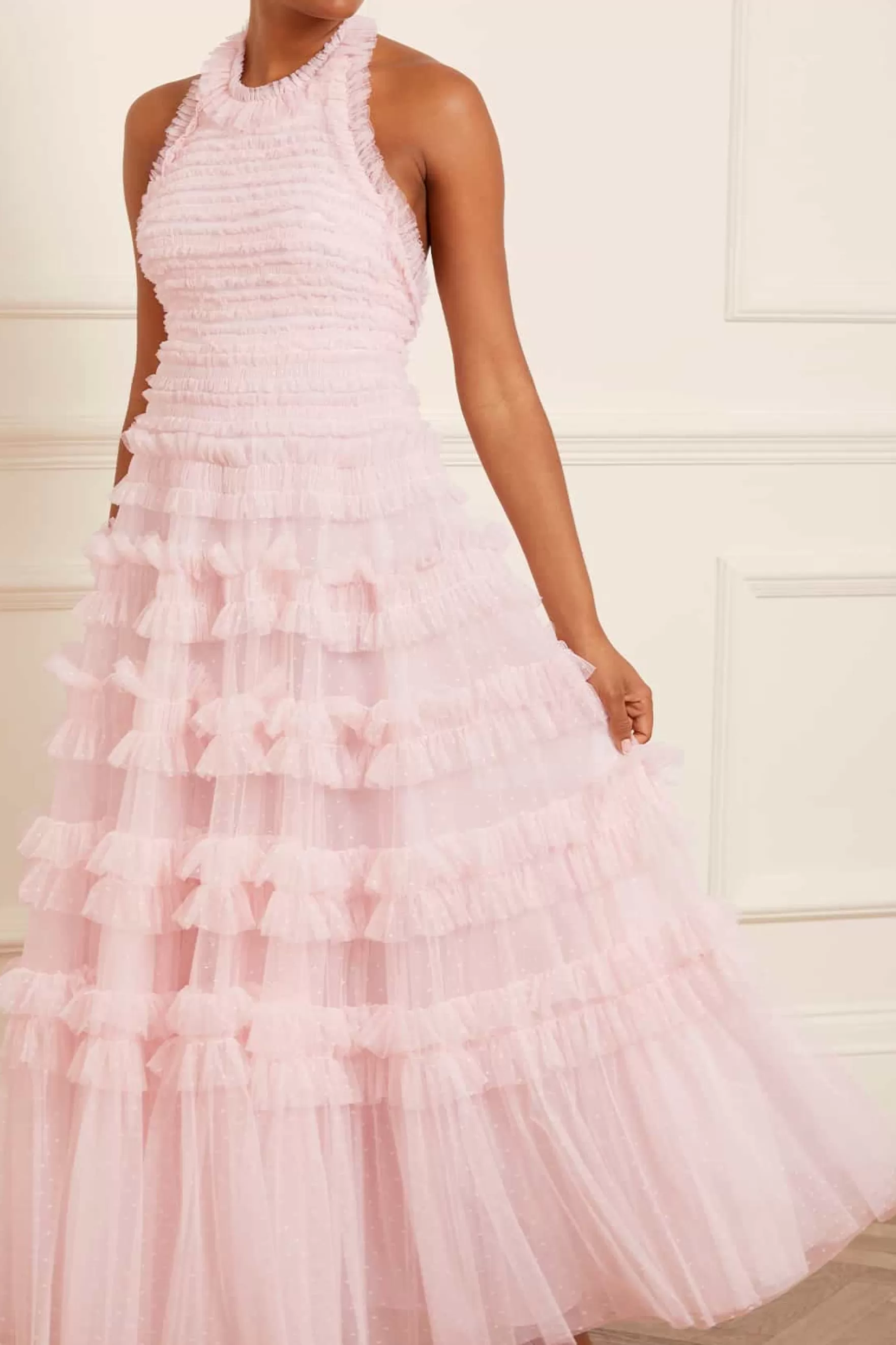 Needle & Thread Evening Dresses | All-Womenswear>Lisette Ruffle Halter Neck Gown Pink