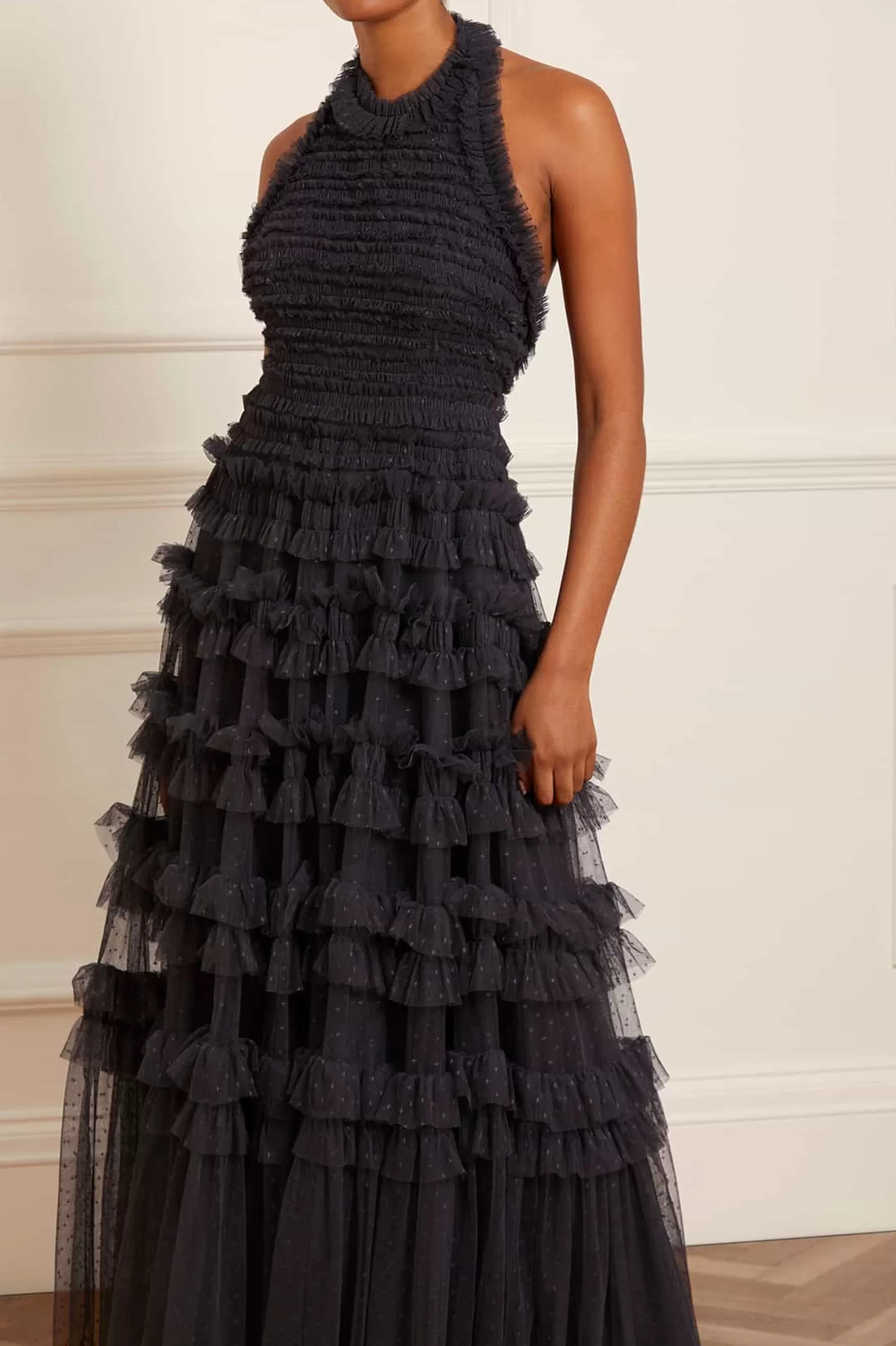 Needle & Thread Evening Dresses | All-Womenswear>Lisette Ruffle Halter Neck Gown Black