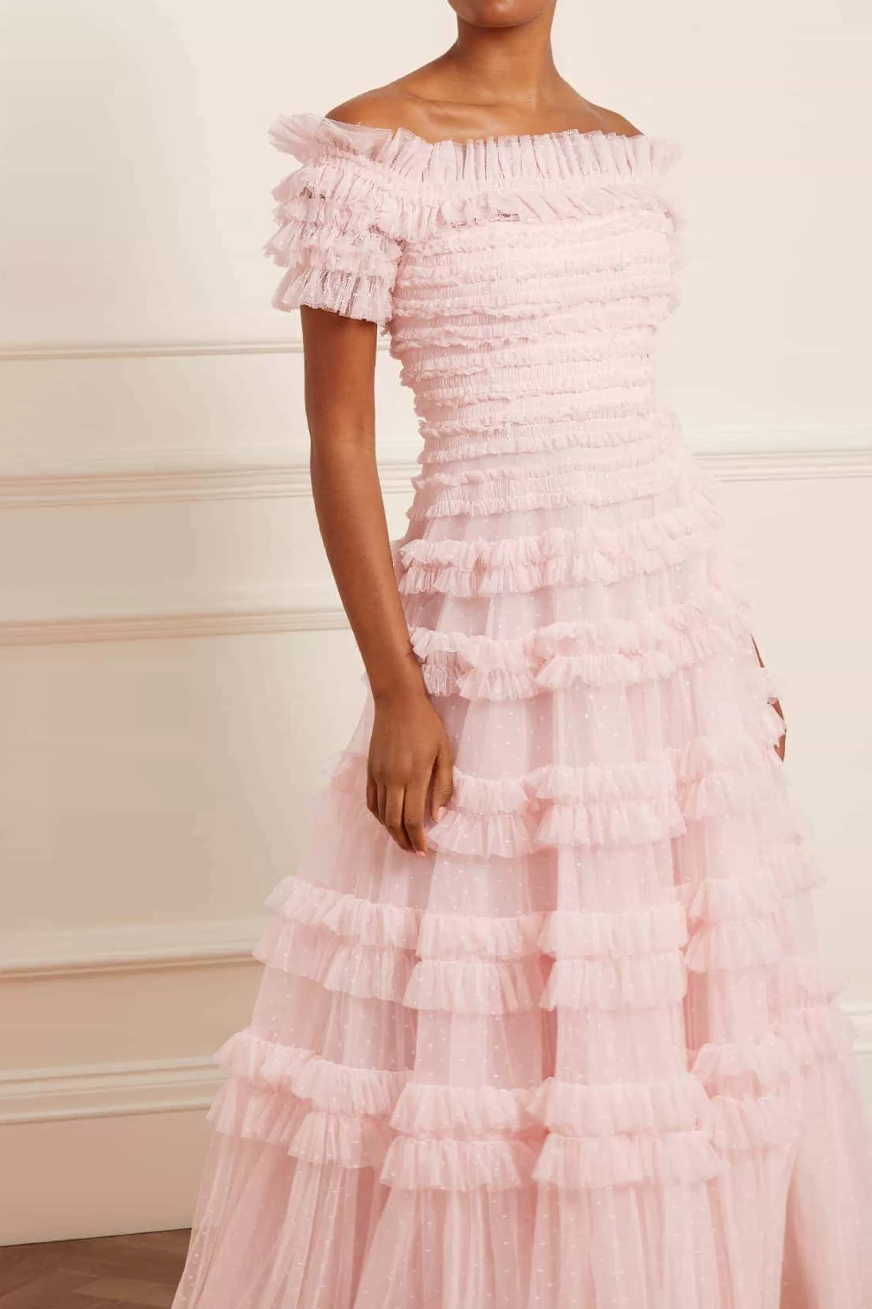 Needle & Thread Mummy & Me | Mummy & Me>Lisette Ruffle Off Shoulder Gown Pink