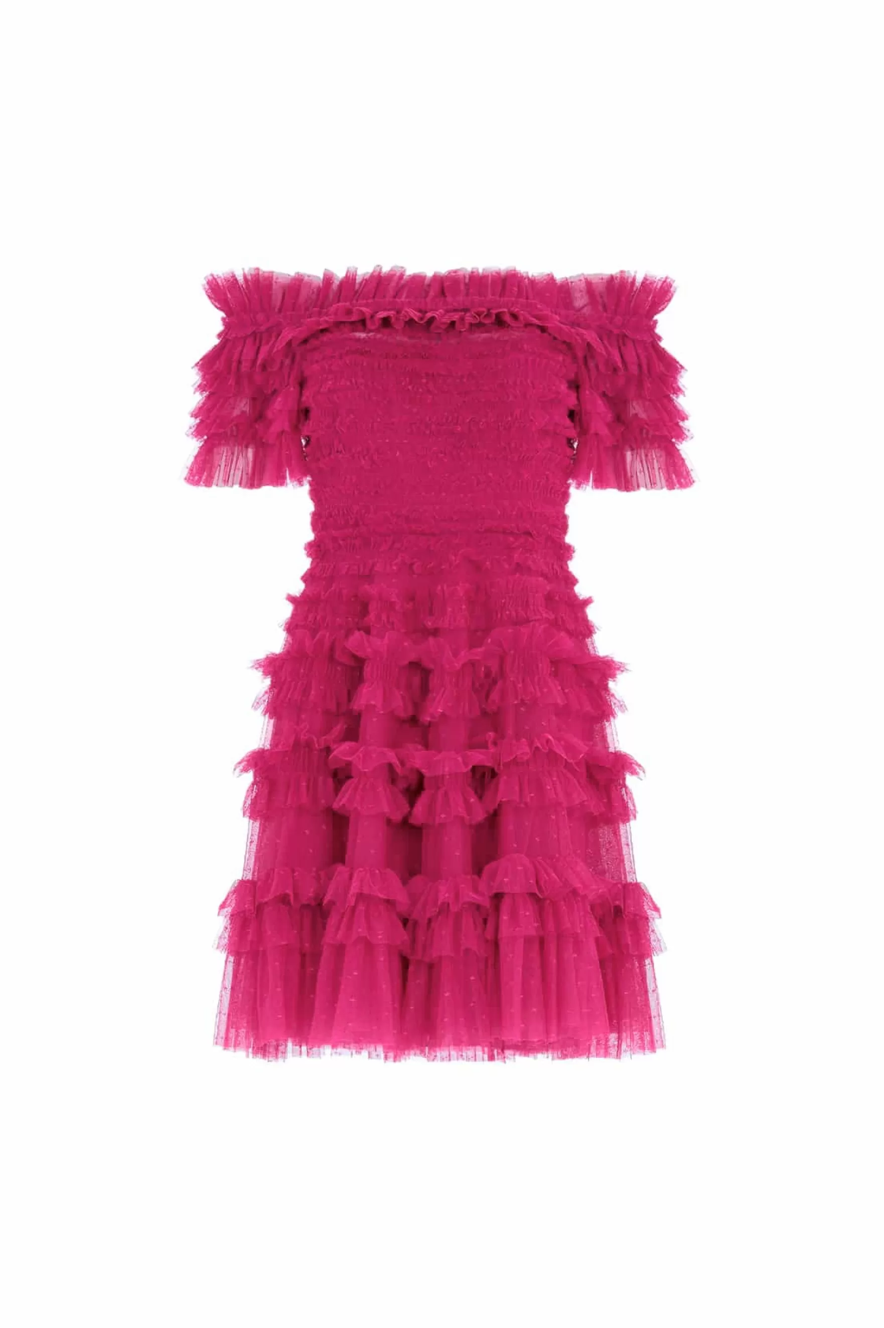 Needle & Thread Wedding Guest | Mummy & Me>Lisette Ruffle Off Shoulder Micro Mini Dress Pink