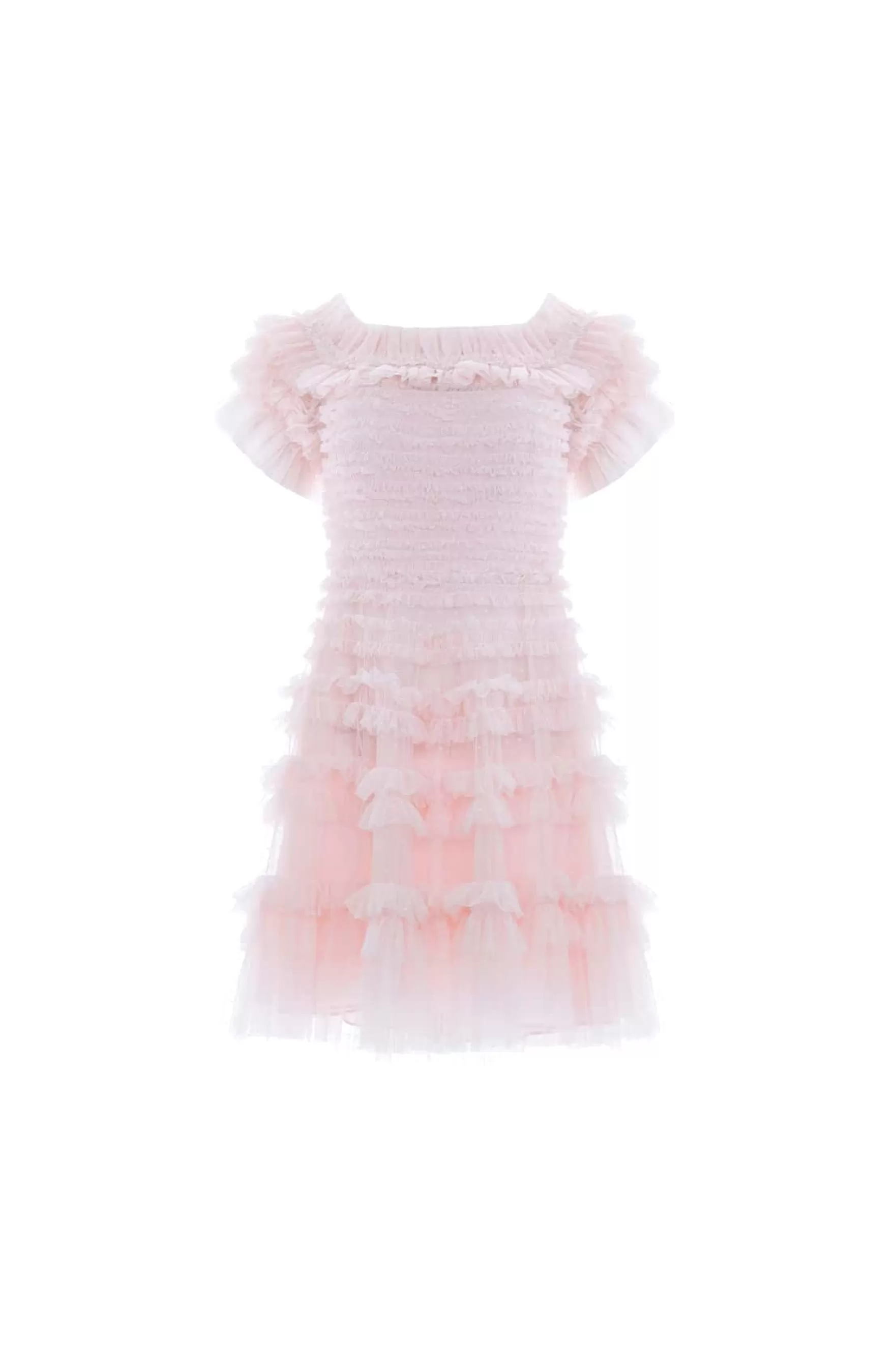 Needle & Thread Wedding Guest | Mummy & Me>Lisette Ruffle Off Shoulder Micro Mini Dress Pink
