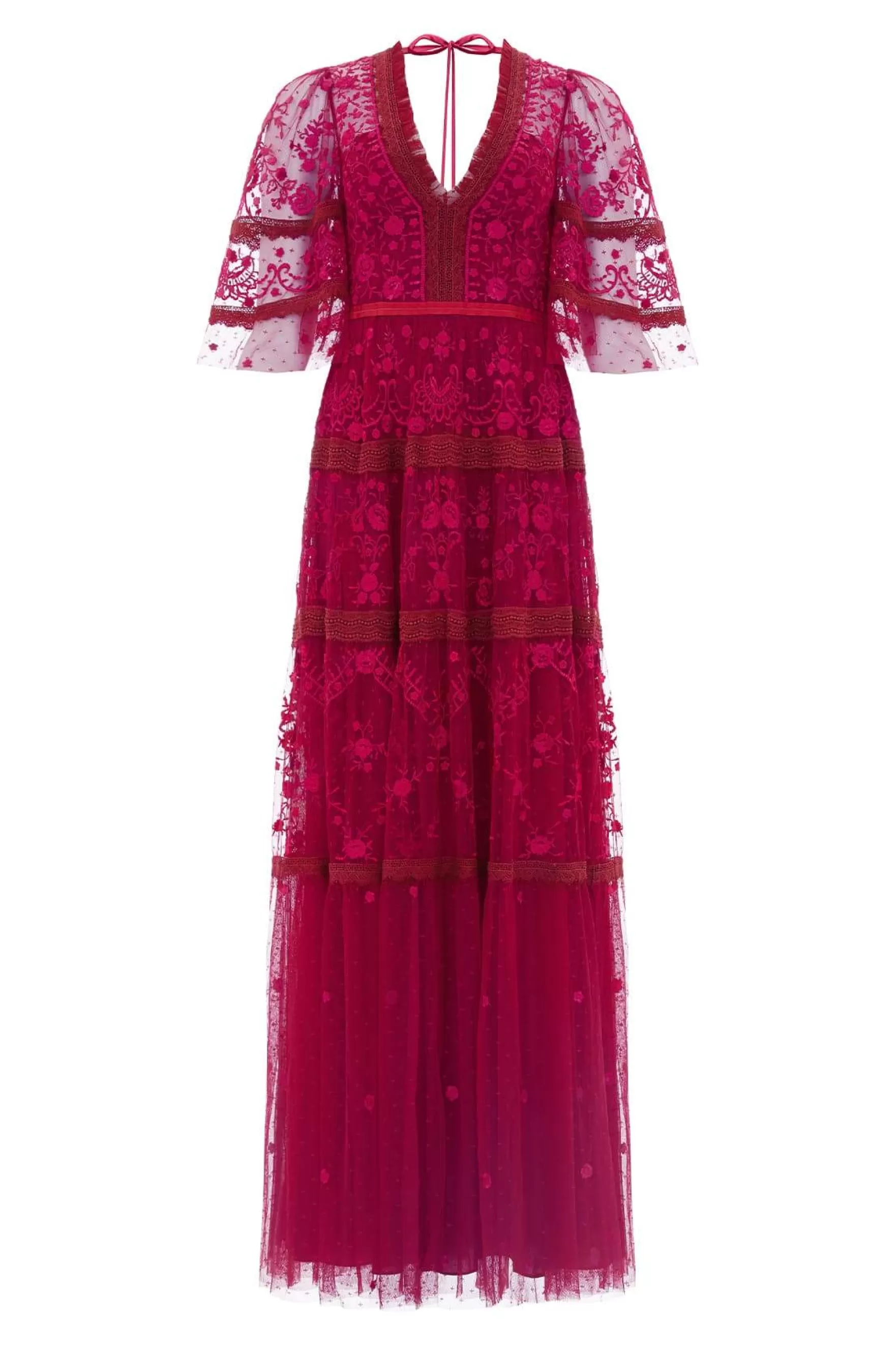 Needle & Thread Plus Size | Embroidered Dresses>Lottie Lace Gown Red