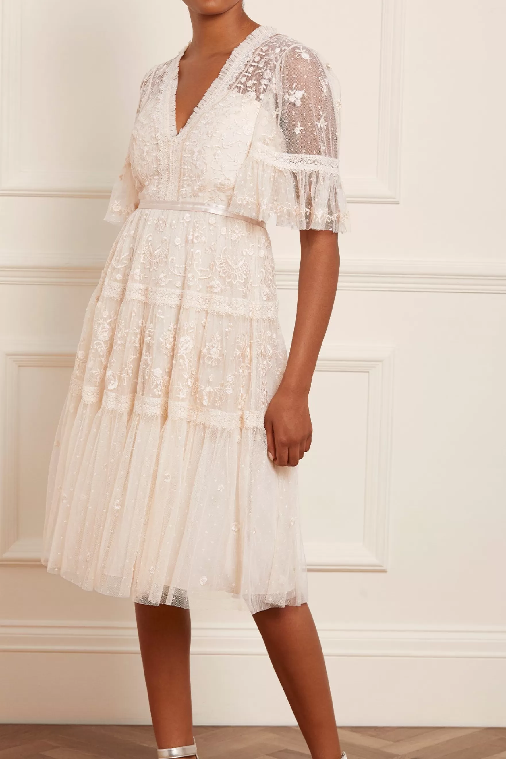Needle & Thread Wedding Wardrobe | Bridesmaid>Lottie Lace Midi Dress Champagne