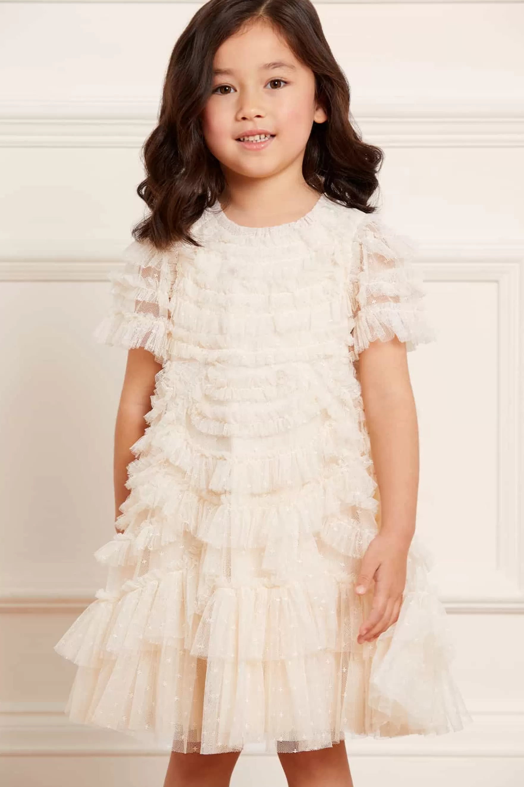 Needle & Thread Flower Girl | Flower Girl>Marilla Ruffle Kids Dress Champagne