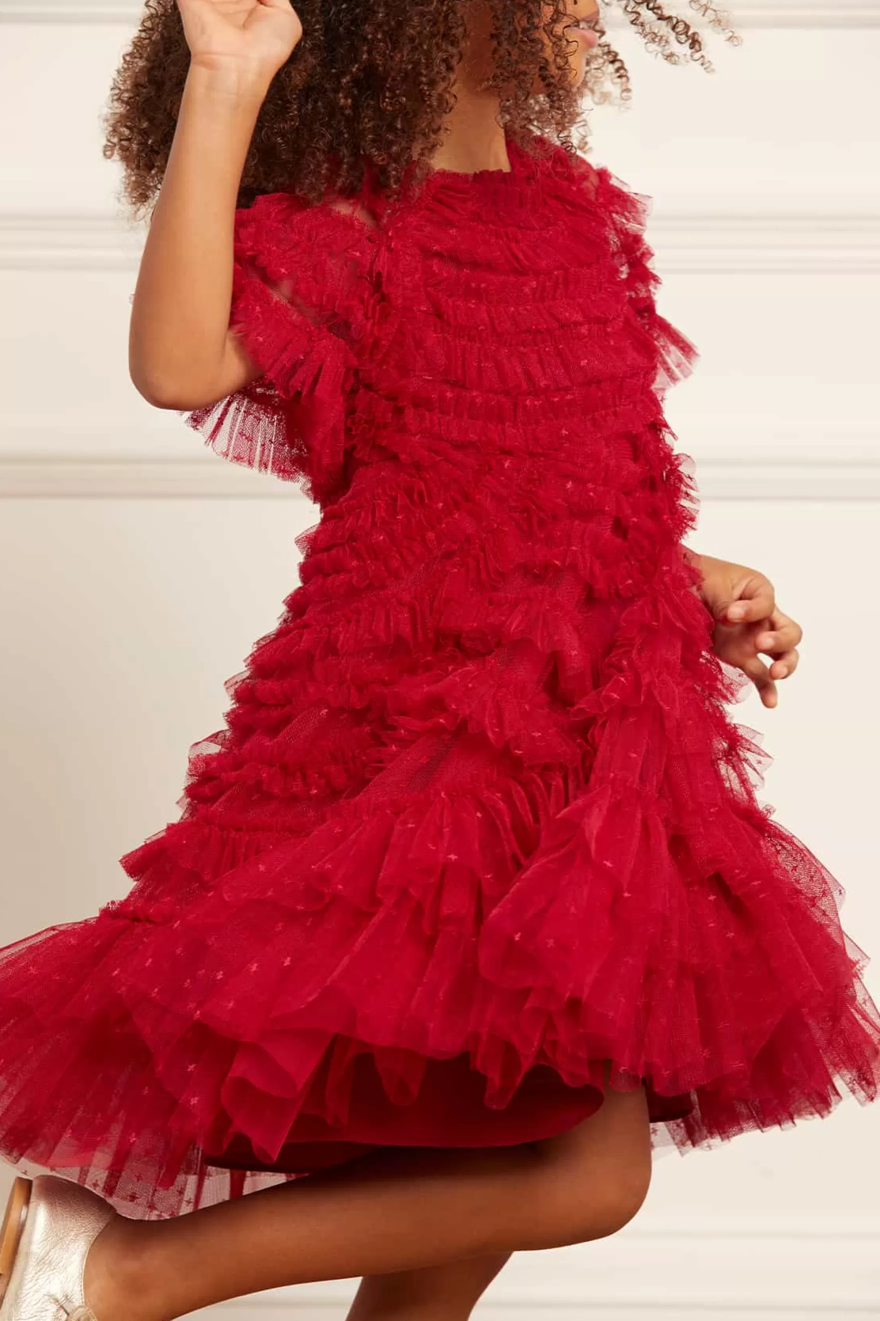 Needle & Thread Responsibly Sourced>Marilla Ruffle Kids Dress Red